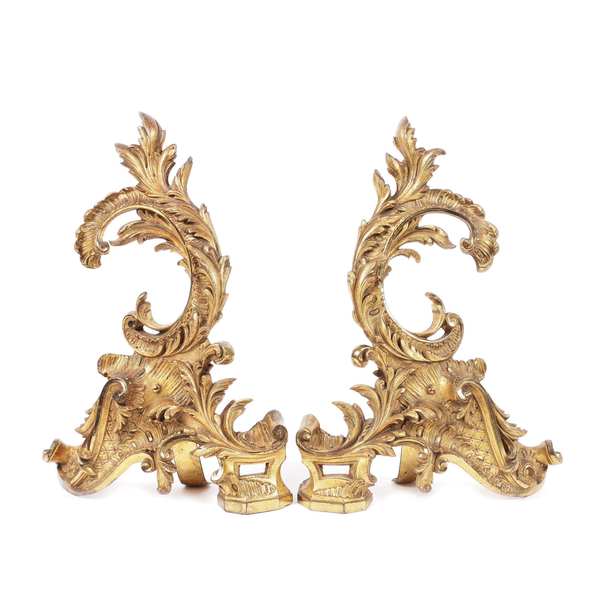 Pereche de ornamente Neo-Rococo, din bronz doré, pentru șemineu, sfârșitul sec. XIX