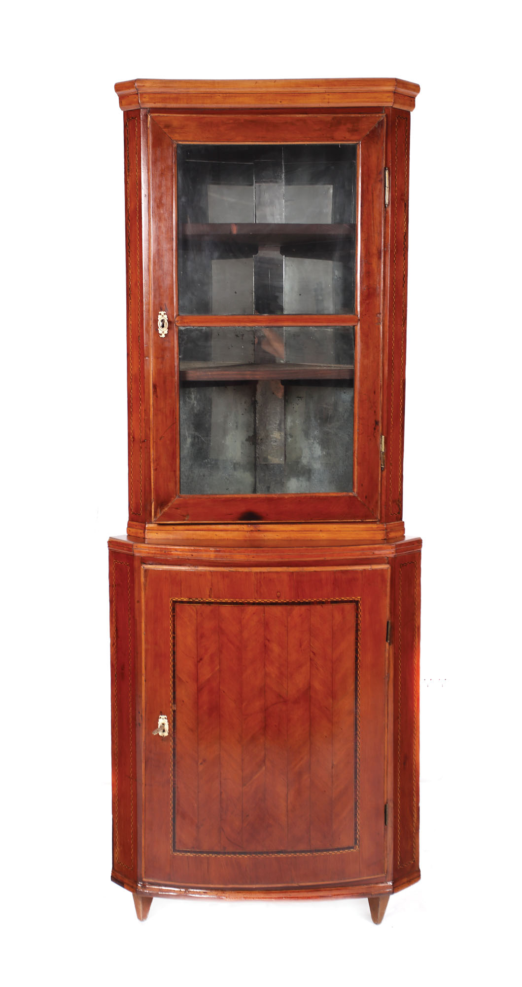 Dulap-colțar Biedermeier, din lemn și cristal, sfârșitul sec. XIX