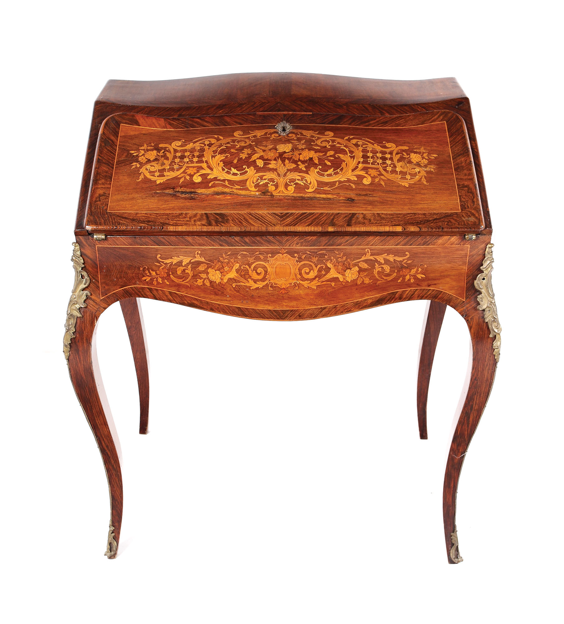 Secretaire Neo-Louis XV, intarsiat cu elemente florale și decorat cu bronzuri, cca. 1880-1890, provine din colecția academicianului Zeno Popovici
