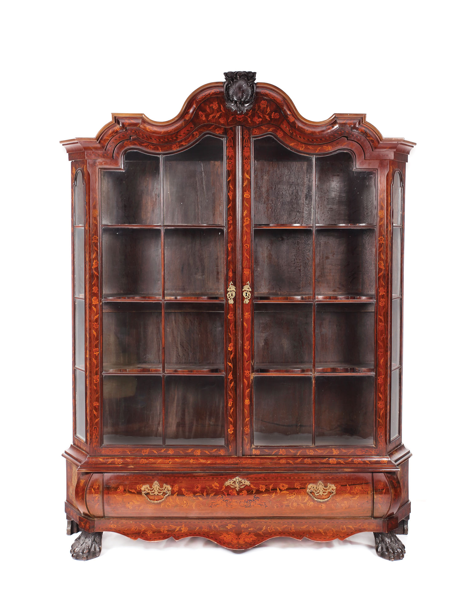 Monumentală bibliotecă decorată în manieră Neo-Baroc, ornată cu intarsieri floral-vegetale, sfârșitul sec. XIX, provine din colecția academicianului Zeno Popovici