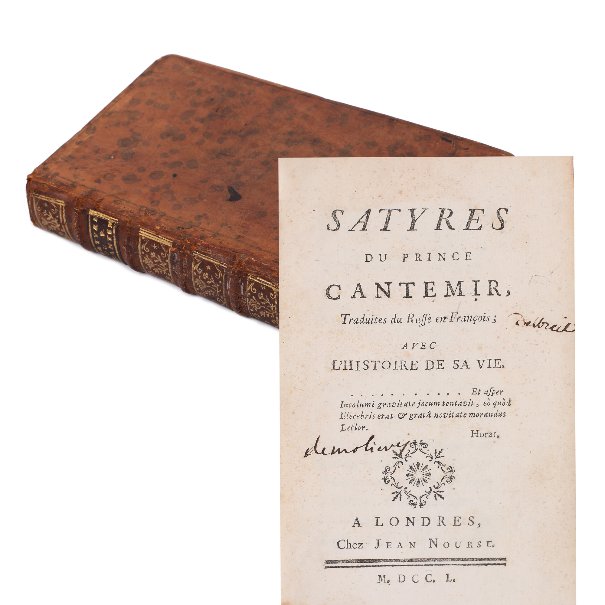 "Satire", by prince Antioch Cantemir, editio princeps, French, London, 1750, collector’s item