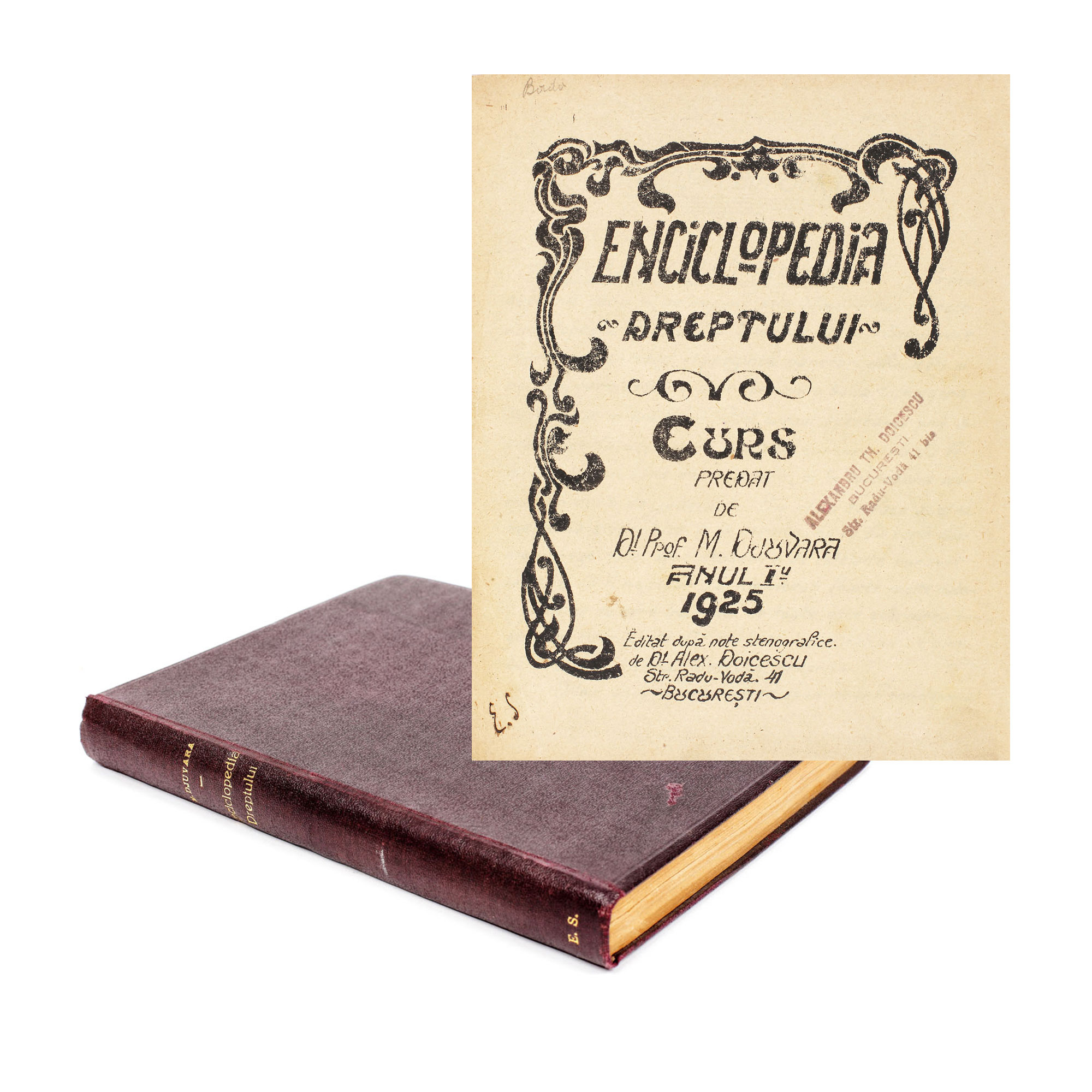 Curs universitar "Enciclopedia Dreptului", de Mircea Djuvara, litografiat, București, 1925