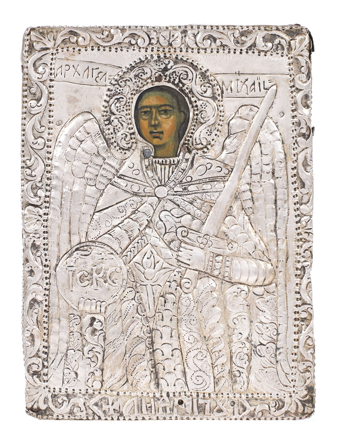 Icoană pe lemn, cu ferecătură din argint, "Sfântul Arhanghel Mihail", școală românească, 1789