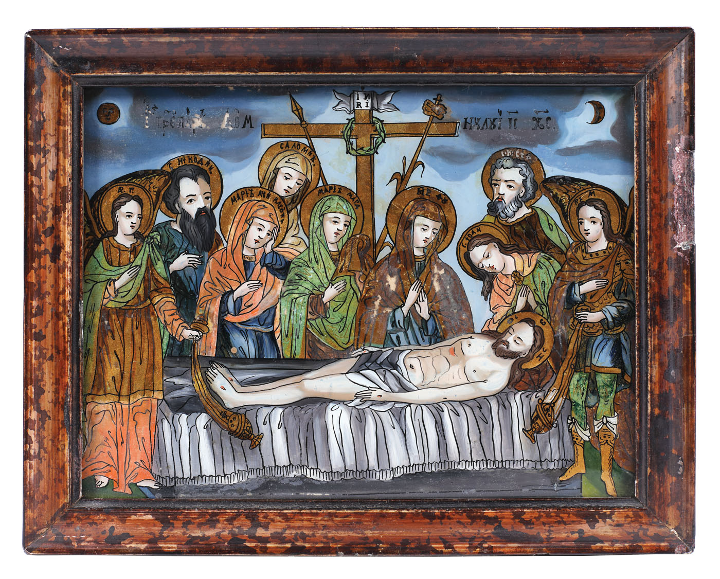 Icoană pe glajă, "Plângerea lui Iisus”, atelier transilvănean, sfârșitul sec. XIX