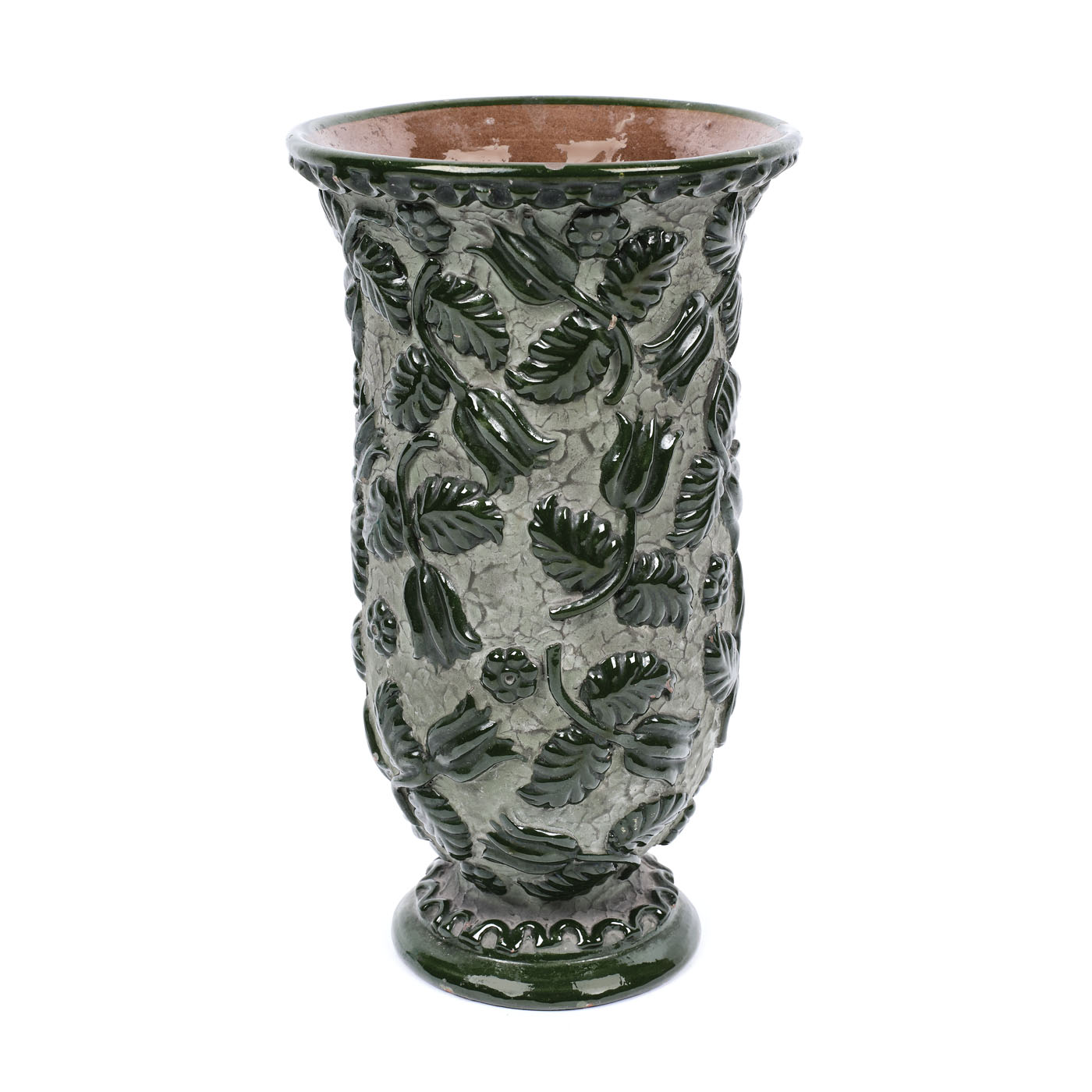 Vază din ceramică, decorată cu motivul lalelei, manufactura fraţilor Tompa, prima jumătate a sec. XX