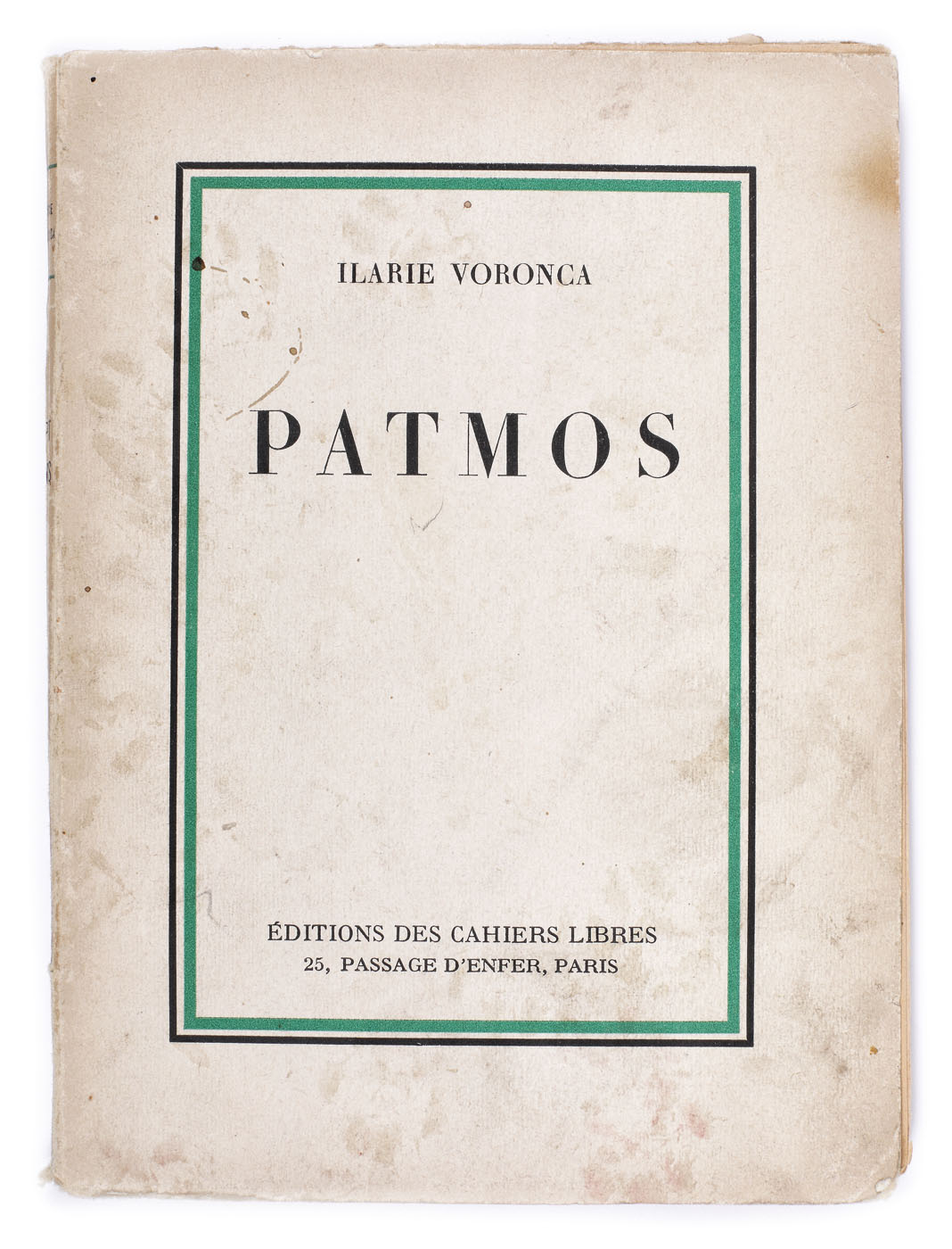 "Patmos", by Ilarie Voronca, french edition, Paris, 1934, with author's autograph and dedication to Hedda Stern and Fr. Stern