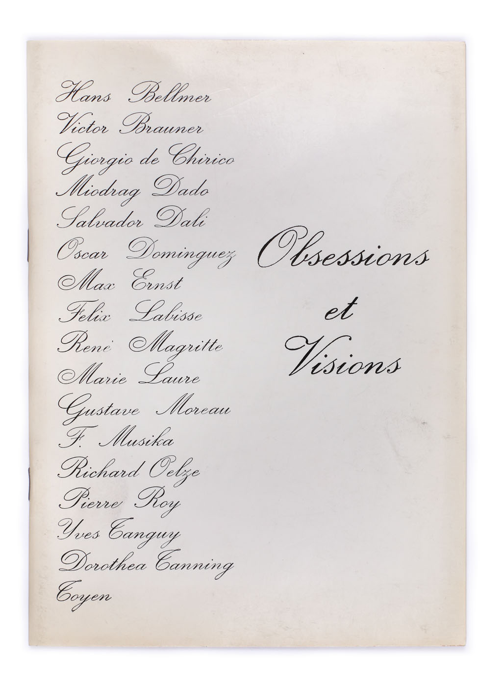 "Obsessions et Visions" - Exhibition Catalogue, Paris, 1968, with 40  facsimiles after Victor Brauner, Chirico, Salvator Dali, Max Ernst, Yves Sanguy; from the collection of Sașa Pana, Avant-garde poet 