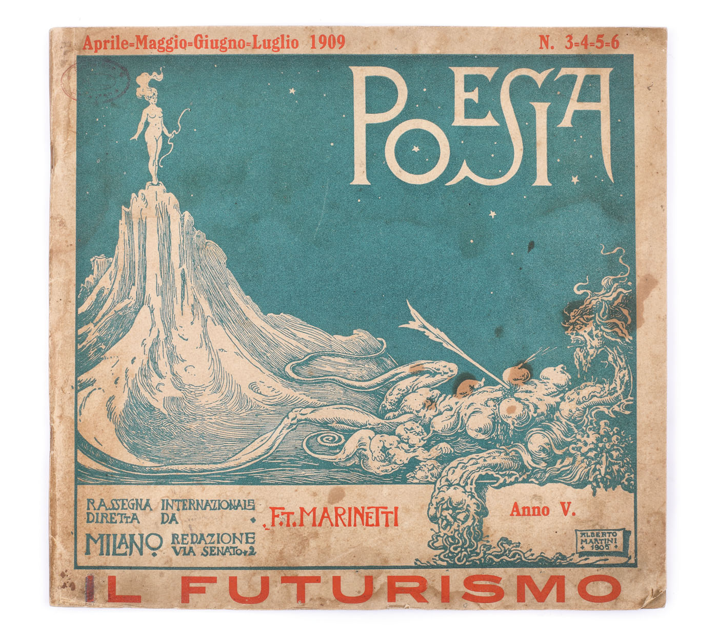Revista ”Poesia”, franceză, Paris, 1909, cu ștampilă ”Biblioteca Sașa Pană”