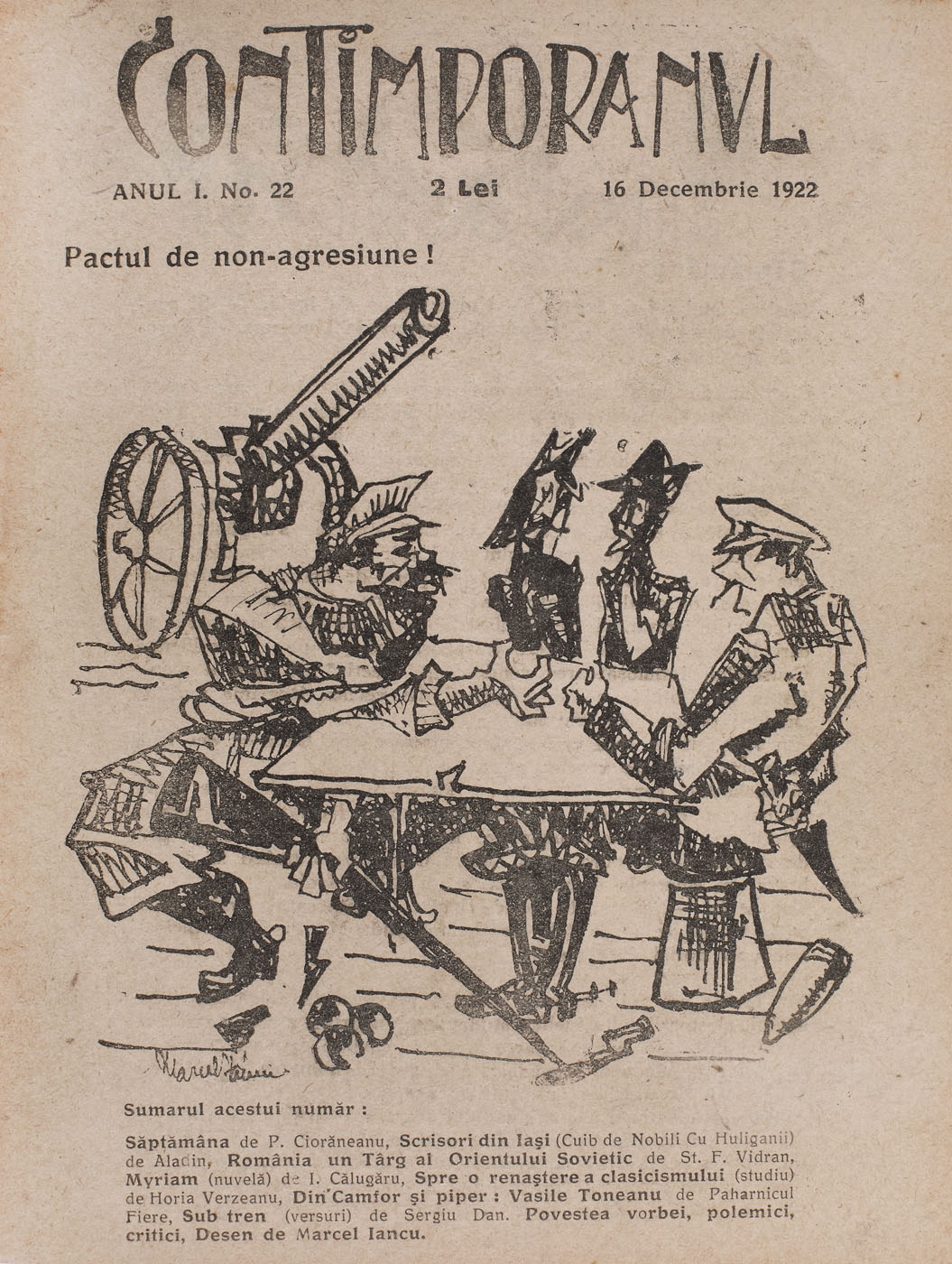 Revista ”Contimporanul”, anul I, numărul 22 din 16 decembrie 1922, format mic