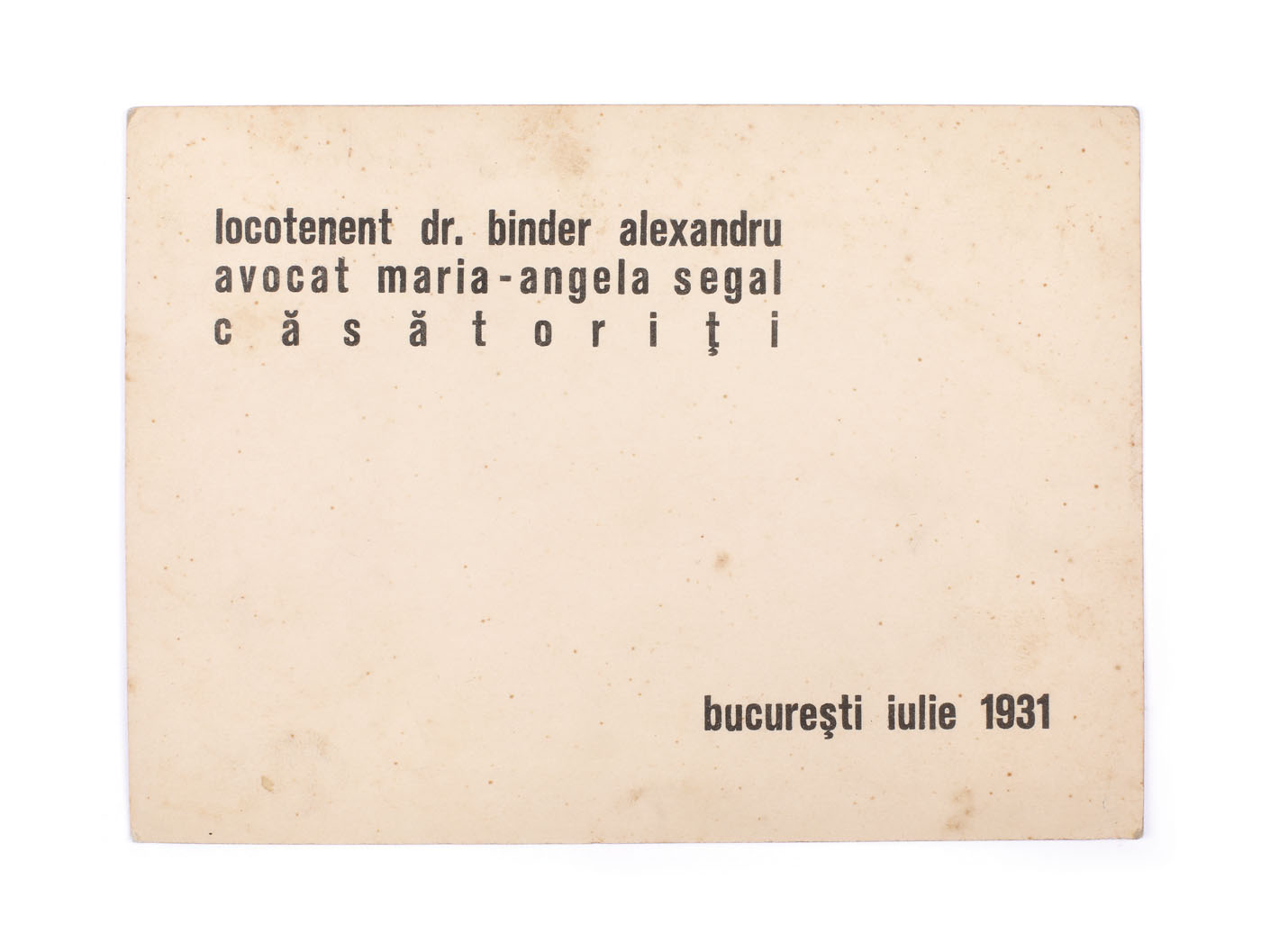 Cartolină locotenent Alexandru Binder (Sașa Pană) și soția sa, București, 1931