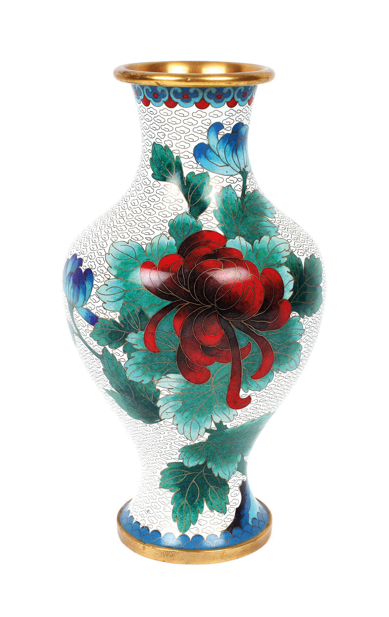Cloisonné enamelled vessel decorated with chrysanthemums, China, mid-20th century