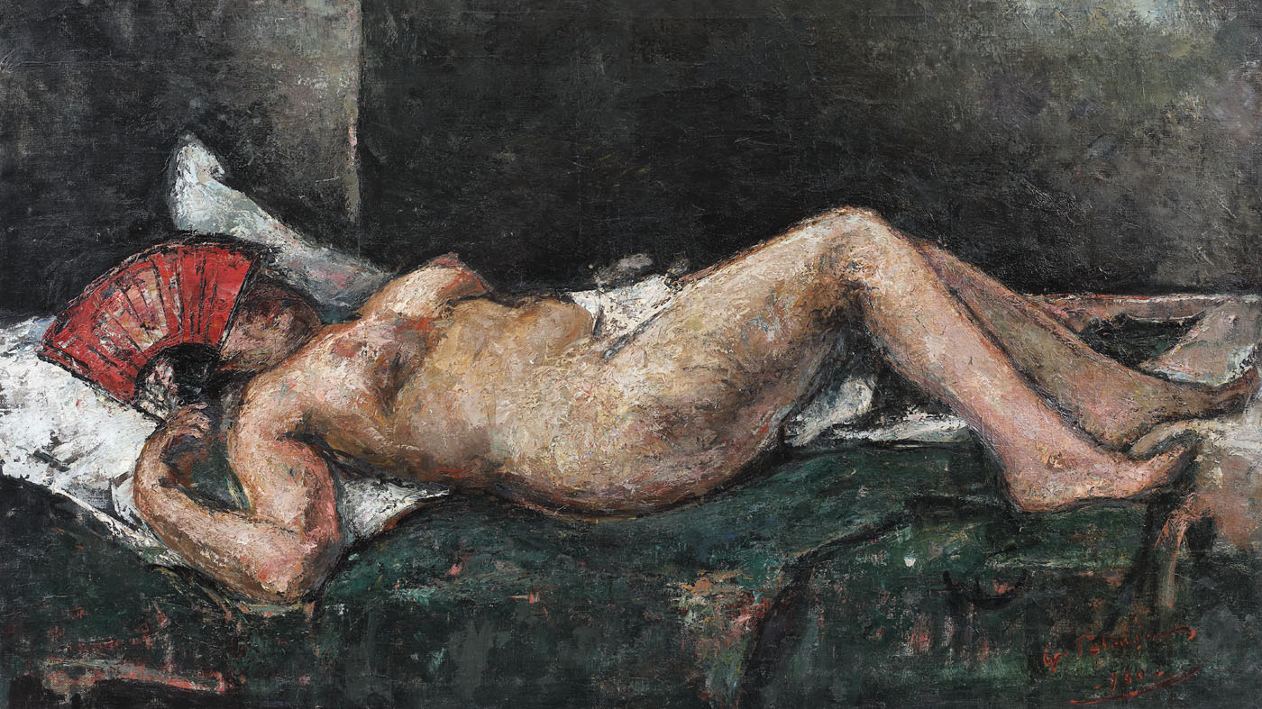 Nude with a fan