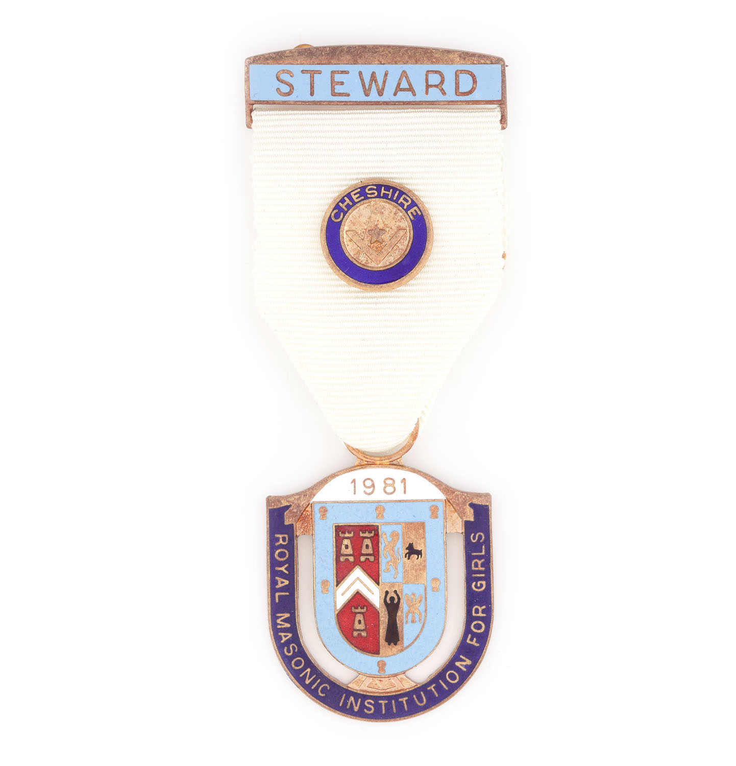 Ordin masonic al ”Royal Masonic Institution For Girls”, pentru funcţia de Steward, Cheshire, 1981