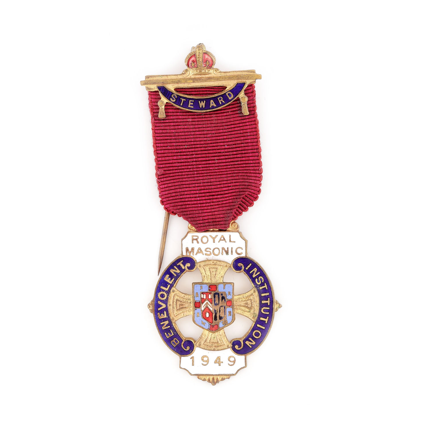 Ordin masonic al ”Royal Masonic Benevolent Institution”, pentru funcţia de Steward, 1949