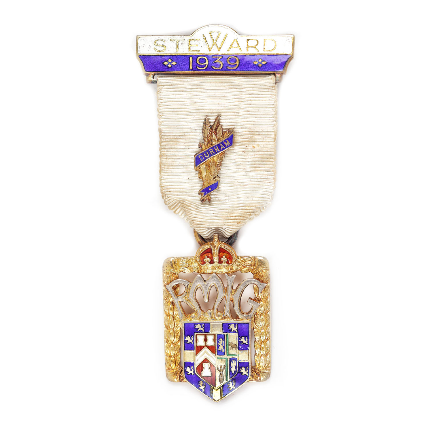 Ordin masonic din argint aurit al ”Royal Masonic Institution For Girls”, pentru funcţia de Steward, Durham, 1939