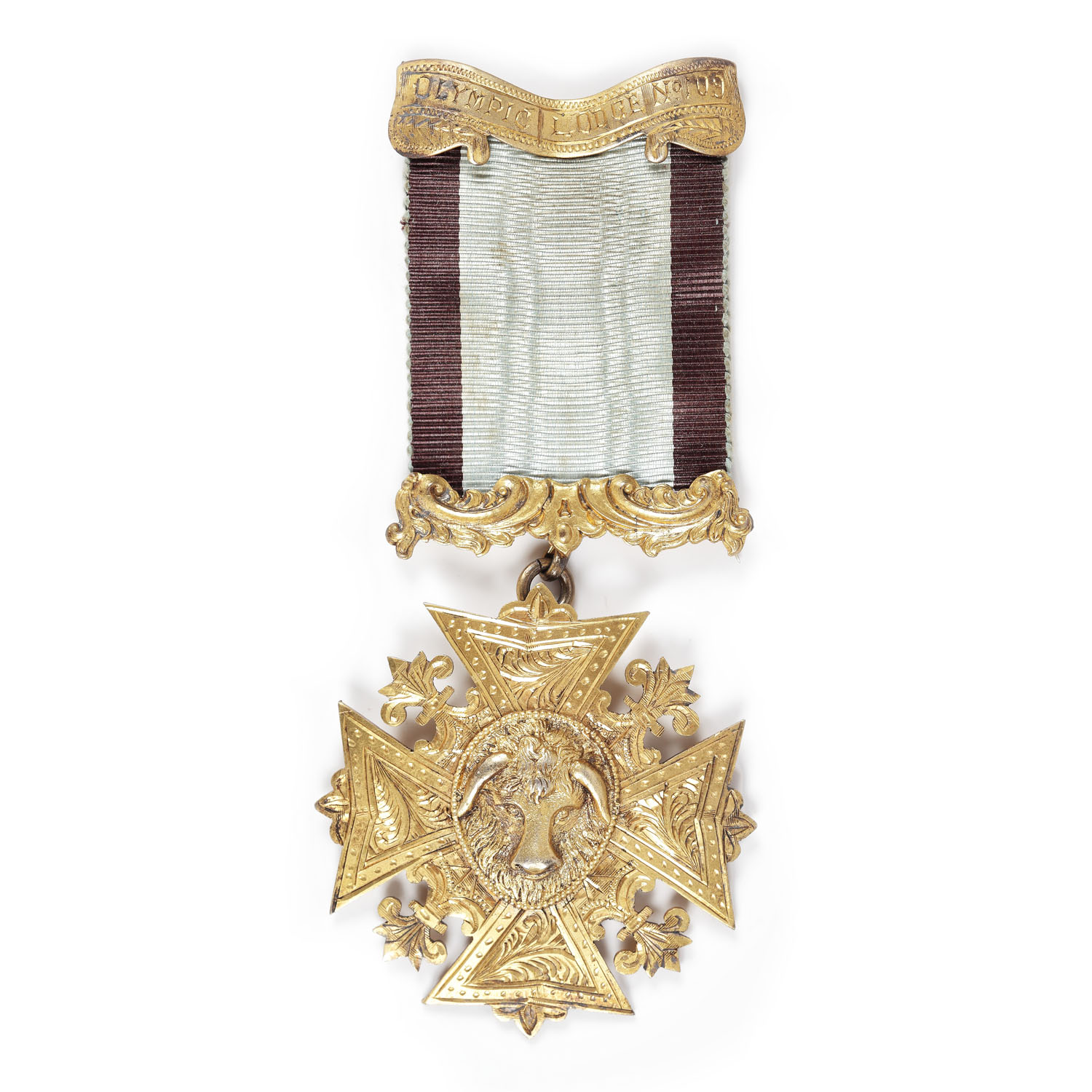 Ordin masonic din argint aurit al ”R.A.O.B.”, prezentat lui R. Young de către loja ”Olympic” nr. 109, 1922, în cutie originală