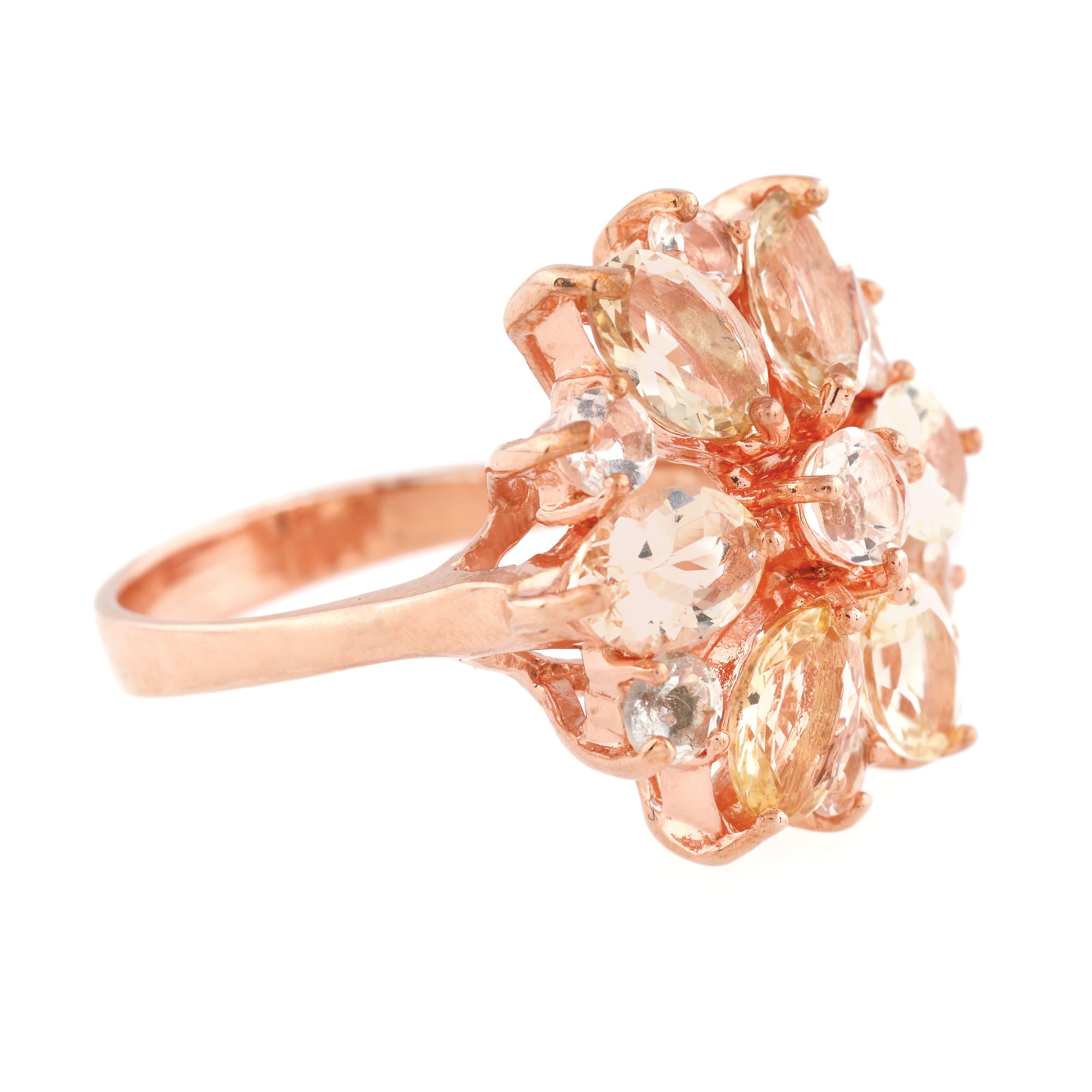 Inel din argint aurit cu aur roz, ornat cu morganite