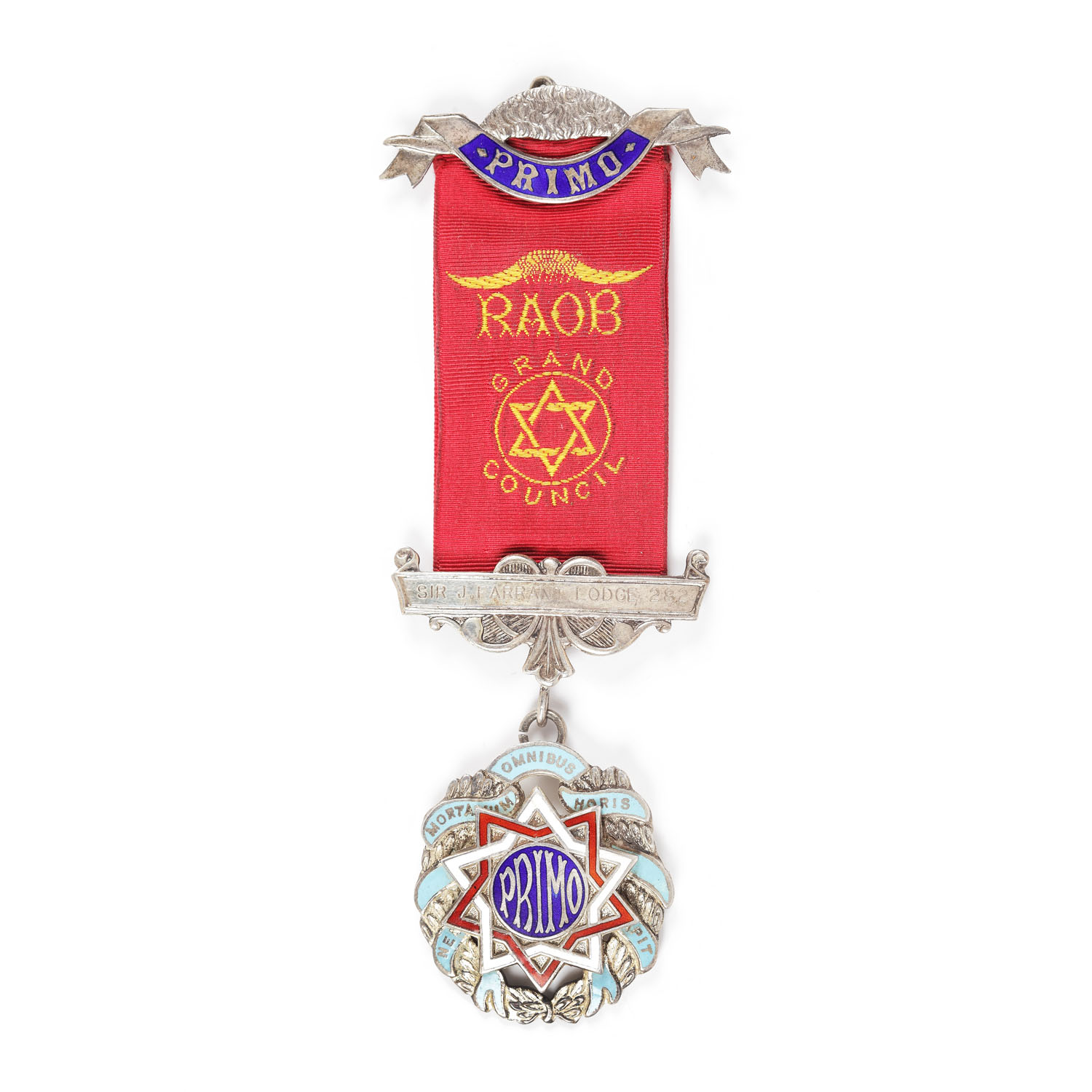 Ordin masonic din argint al ”R.A.O.B.”, prezentat lui W.C. Shiro de către loja ”Sir J. Farrant” nr. 282, 1968