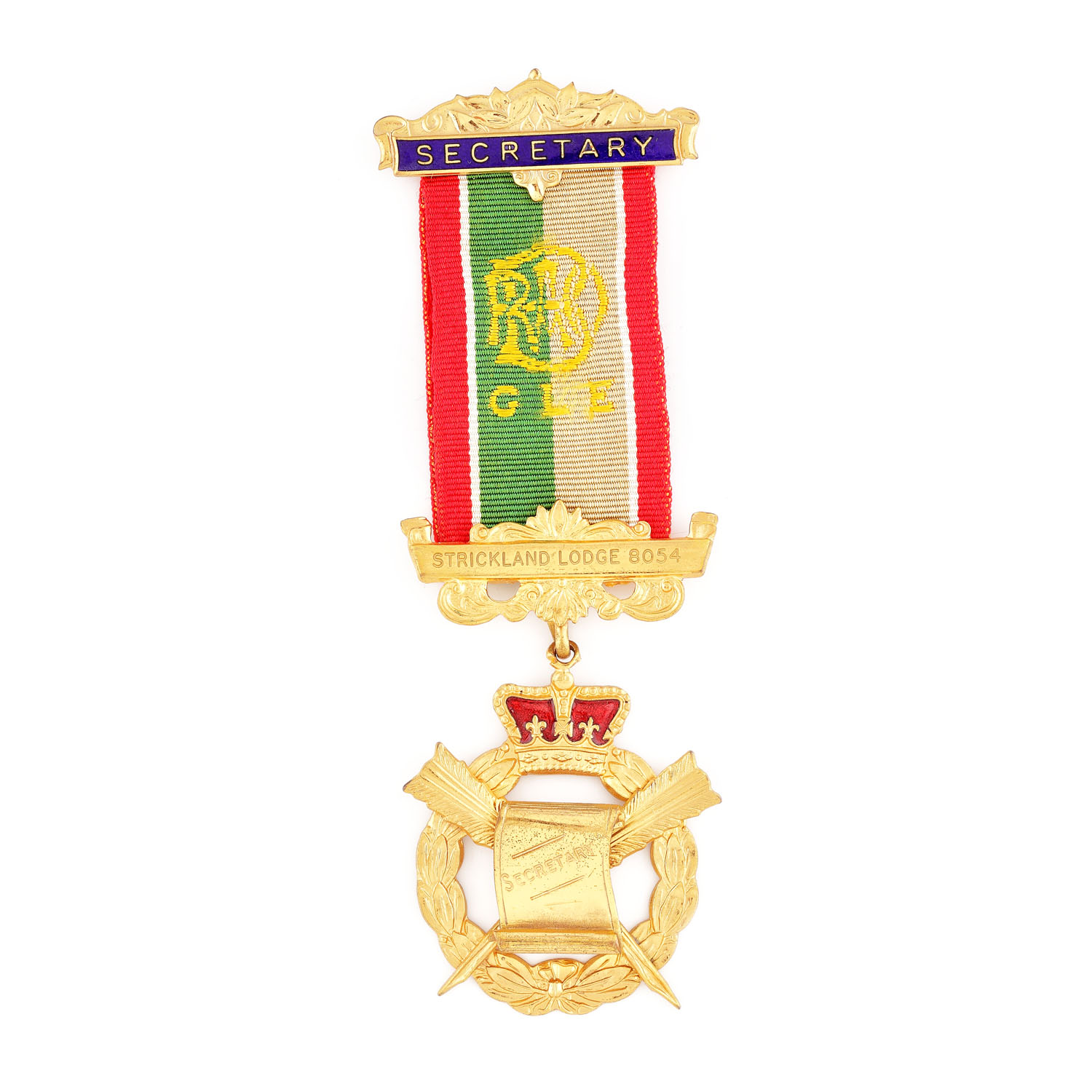 Ordin masonic al ”R.A.O.B.”, prezentat lui D. Tamblin de către loja ”Strickland” nr. 8054, pentru funcţia de Secretar, 1990
