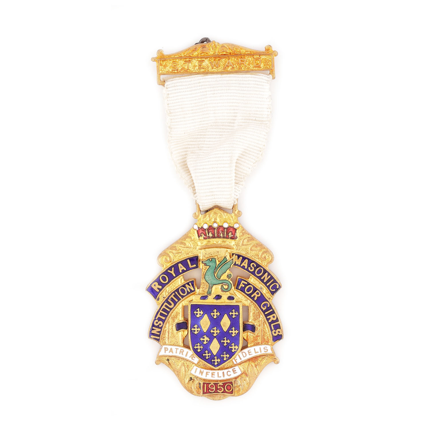 Ordin masonic al ”Royal Masonic Institution For Girls”, pentru funcţia de Steward, 1950