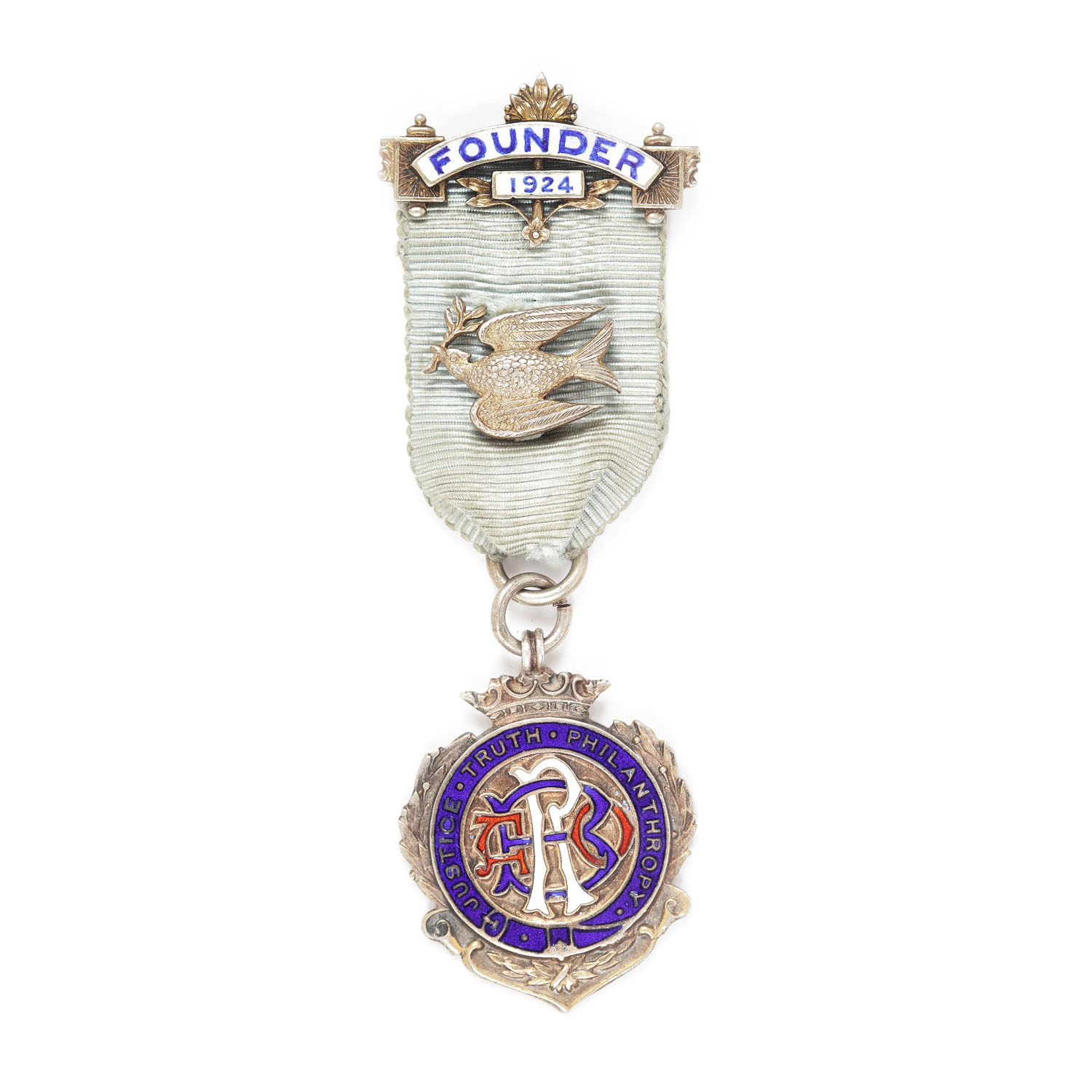 Ordin masonic din argint al ”R.A.O.B.”, prezentat lui H. Desbrow de către loja ”The Duchy” nr. 1374, 1924