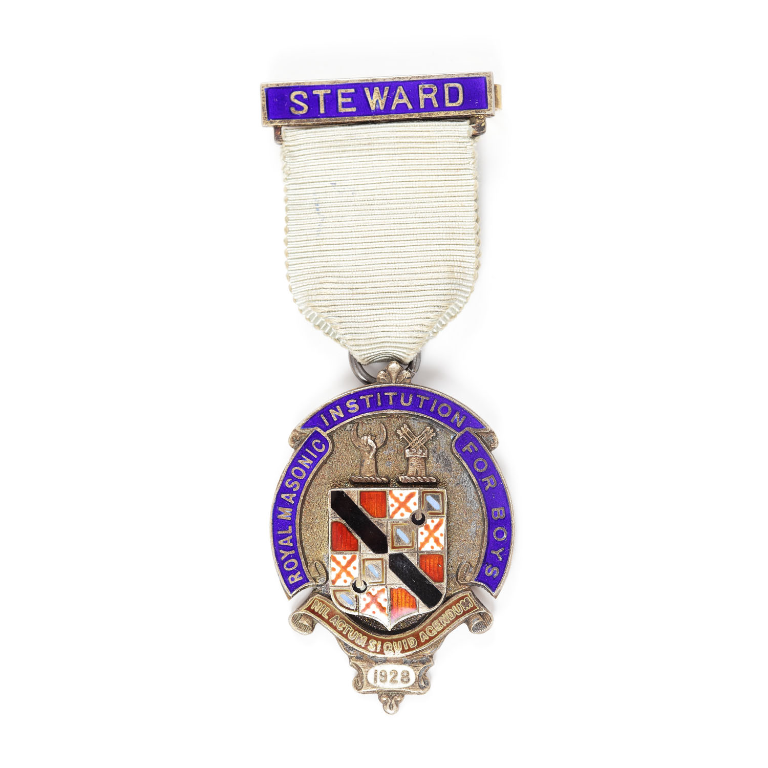 Ordin masonic din argint aurit al "Royal Masonic Institution for Boys", pentru funcţia de Steward, 1928