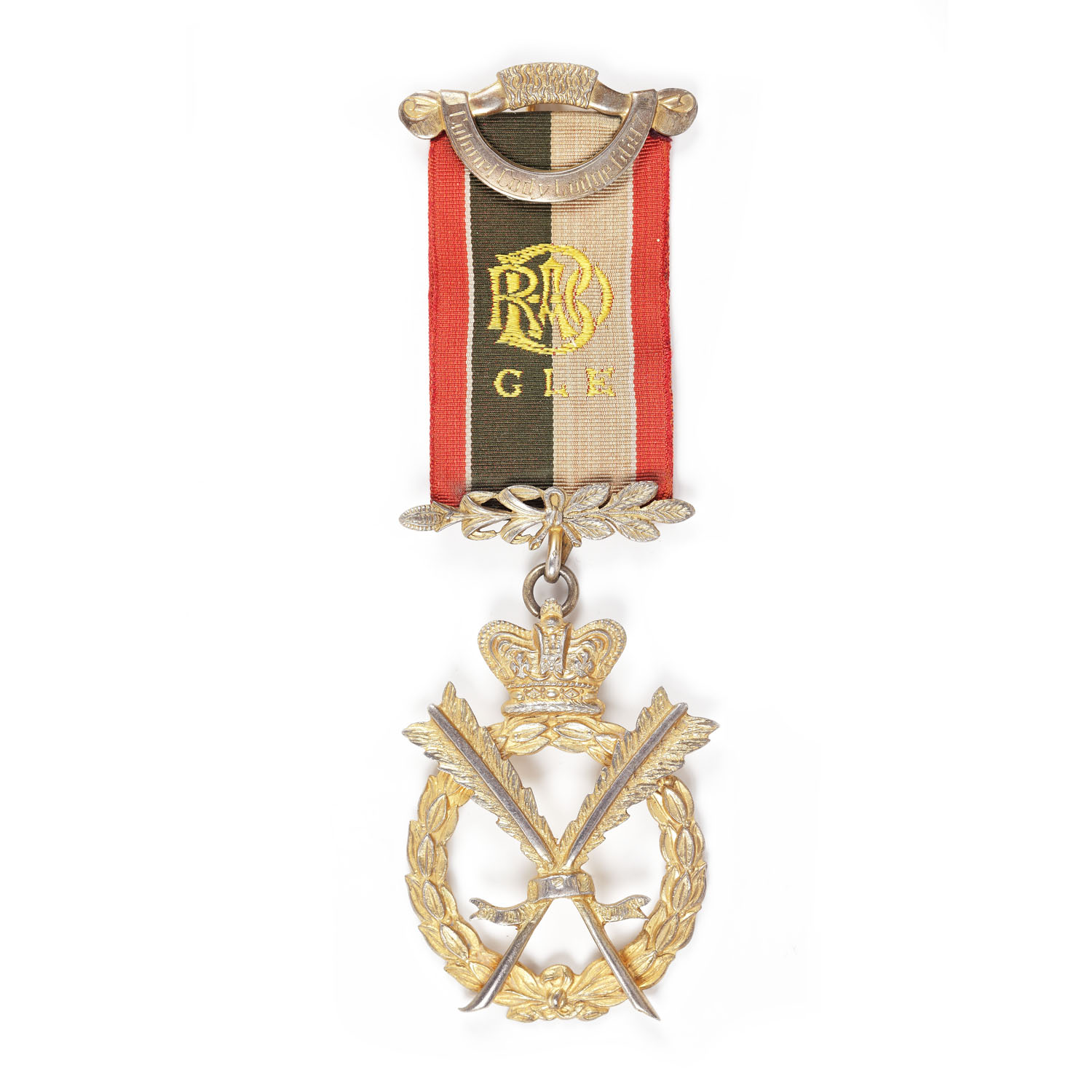 Ordin masonic din argint aurit al ”R.A.O.B.”, prezentat lui D.H.R. Charles de către loja ”Colonel Cody” nr. 6697, pentru funcţia de Secretar, 1959