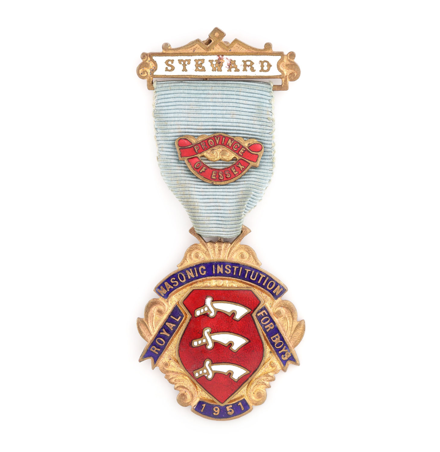 Ordin masonic al ”Royal Masonic Institution For Boys”, pentru funcţia de Steward, Essex, 1951