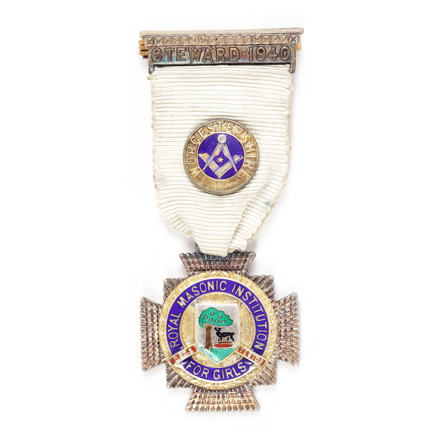 Silver Masonic order of the Royal Masonic Institution For Girls, for the position of Steward, 1940