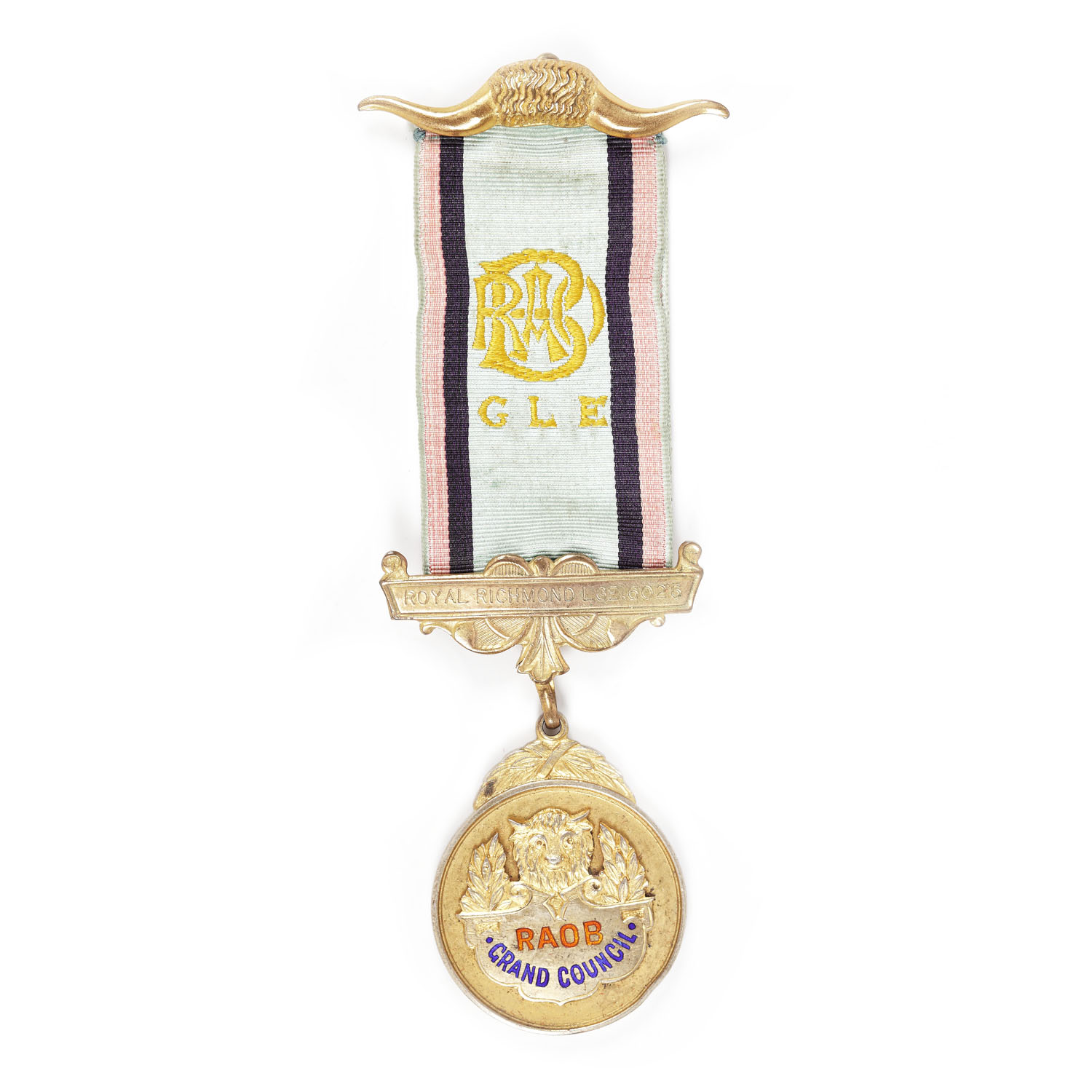 Silver RAOB Masonic order, presented to H. L. Murphy by Royal Richmond Lodge no. 6026, 1951