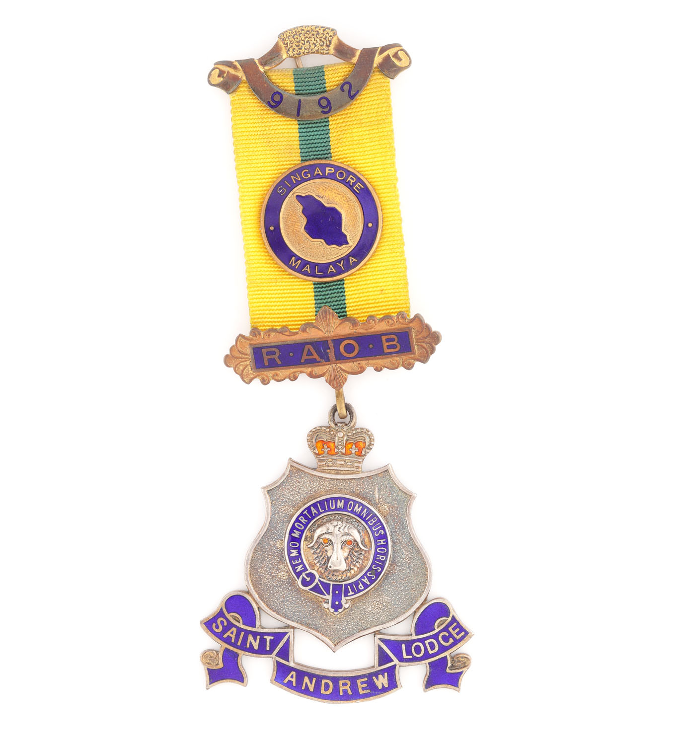 Ordin masonic din argint aurit al ”R.A.O.B.”, al lojei "St. Andrew" nr. 9192, Singapore