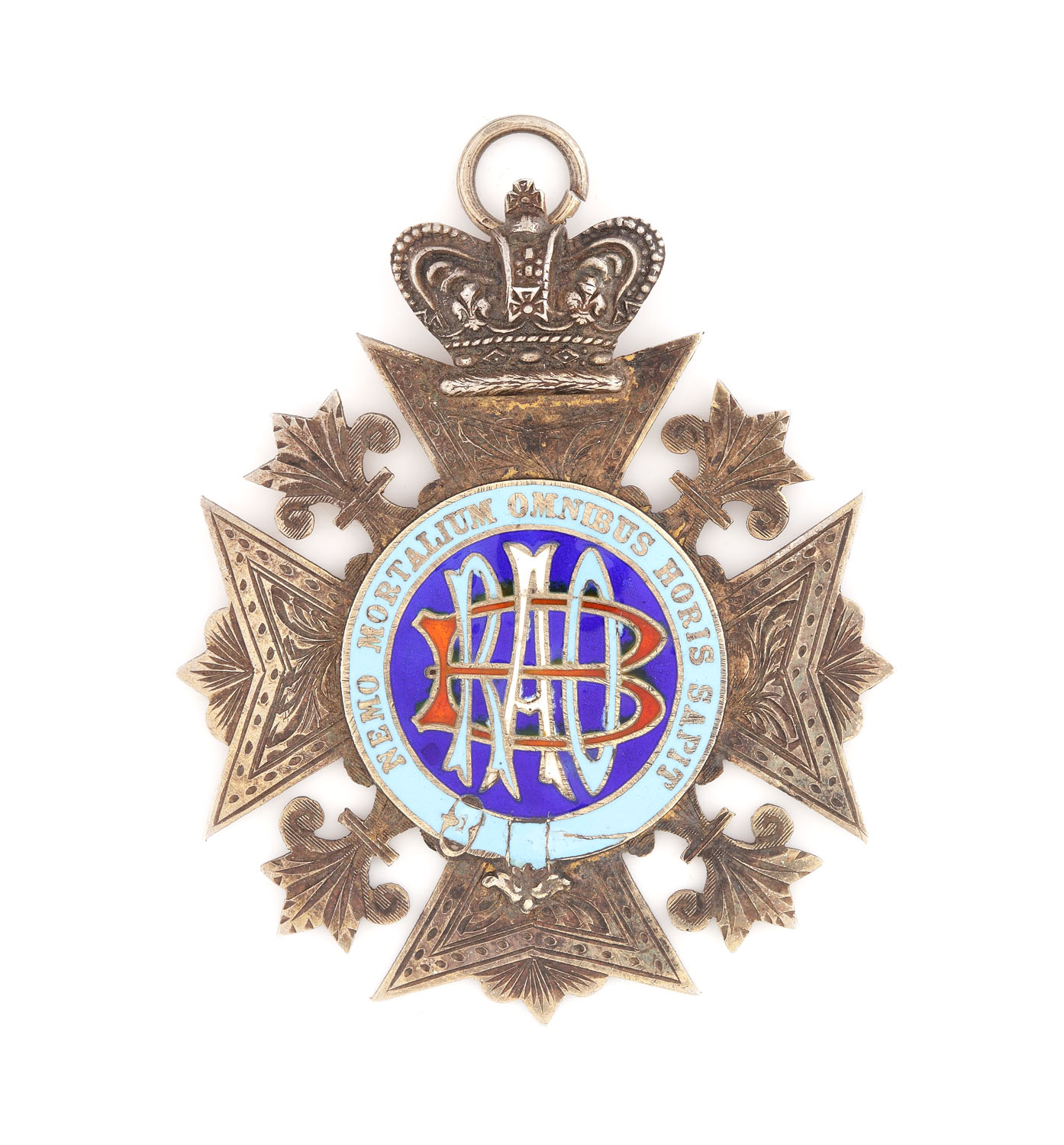 Bijuterie masonică din argint al ”R.A.O.B.”, prezentată lui H. Williams de către S.H. Rogers, surmontat de coroana regală, 1928