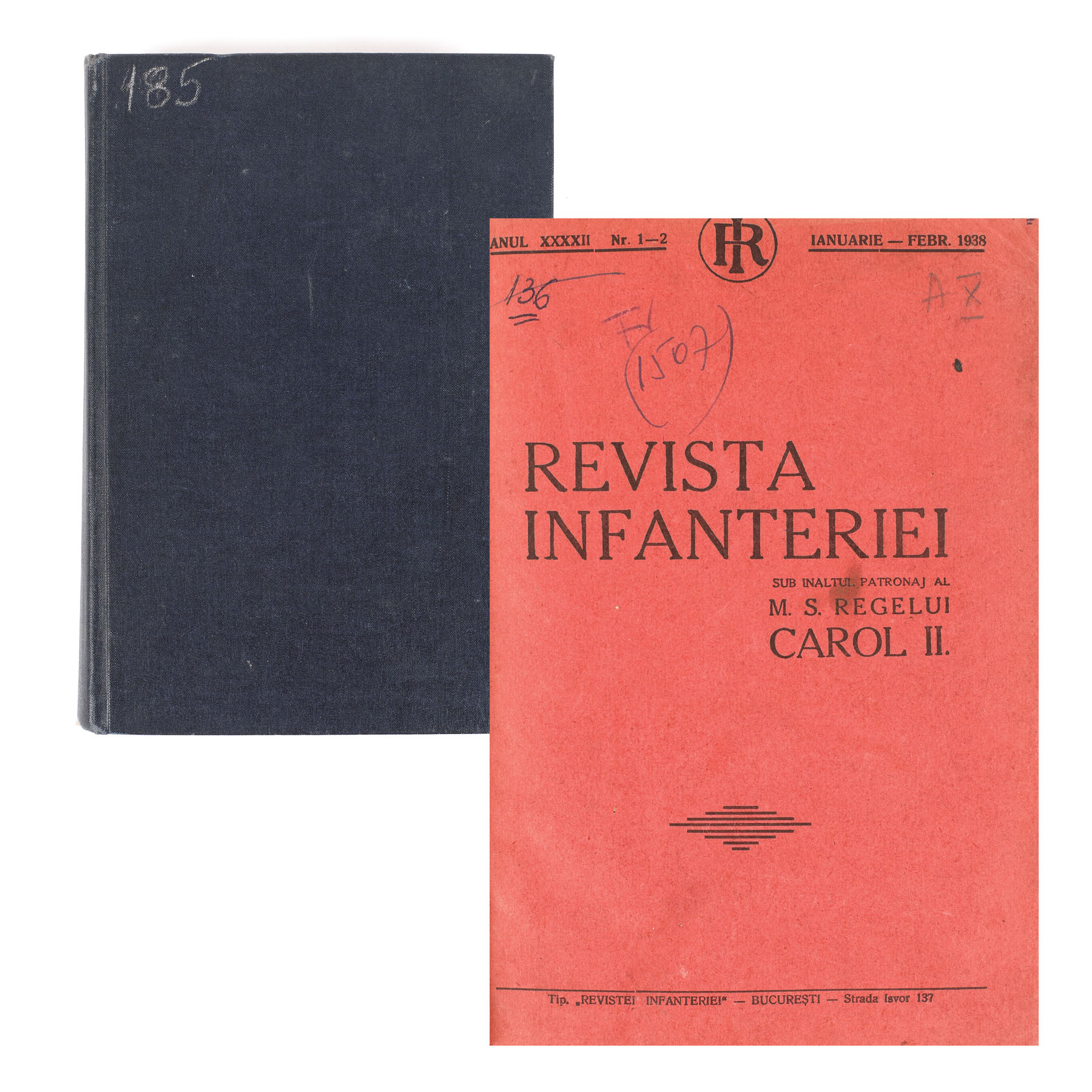 Revista Infanteriei, sub Înaltul patronaj al Regelui Carol I, Anul XXXXII, ianuarie-februarie 1938, provine din colecția poetului Corneliu Vadim Tudor