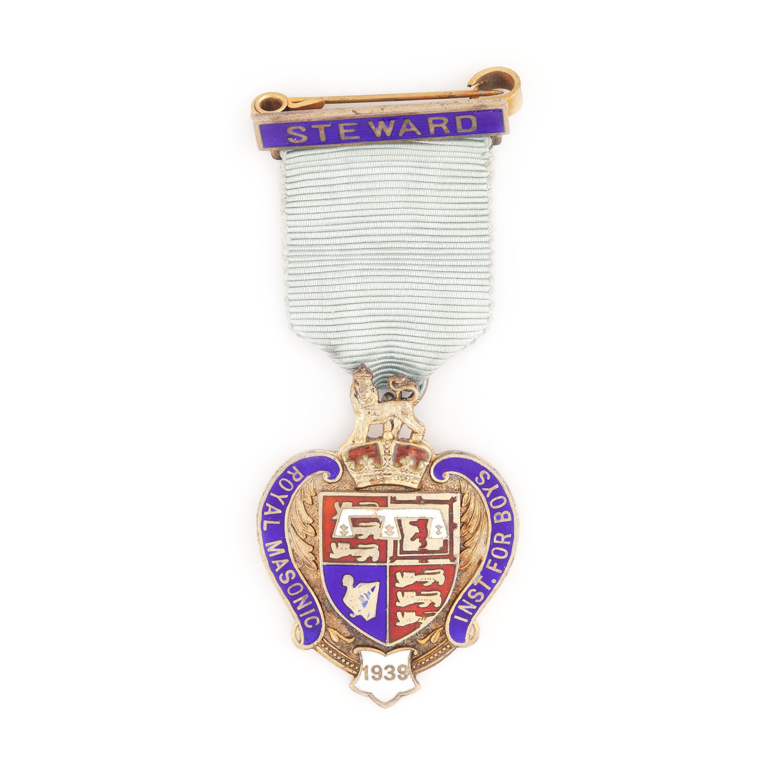 Ordin masonic din argint aurit al "Royal Masonic Institution for Boys", pentru funcţia de Steward, 1938