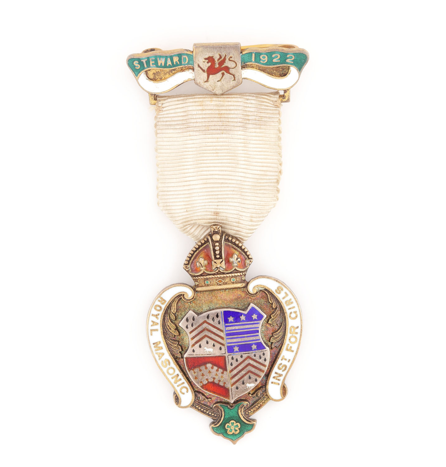 Silver Masonic order of the Royal Masonic Institution For Girls, for the position of Steward, 1922
