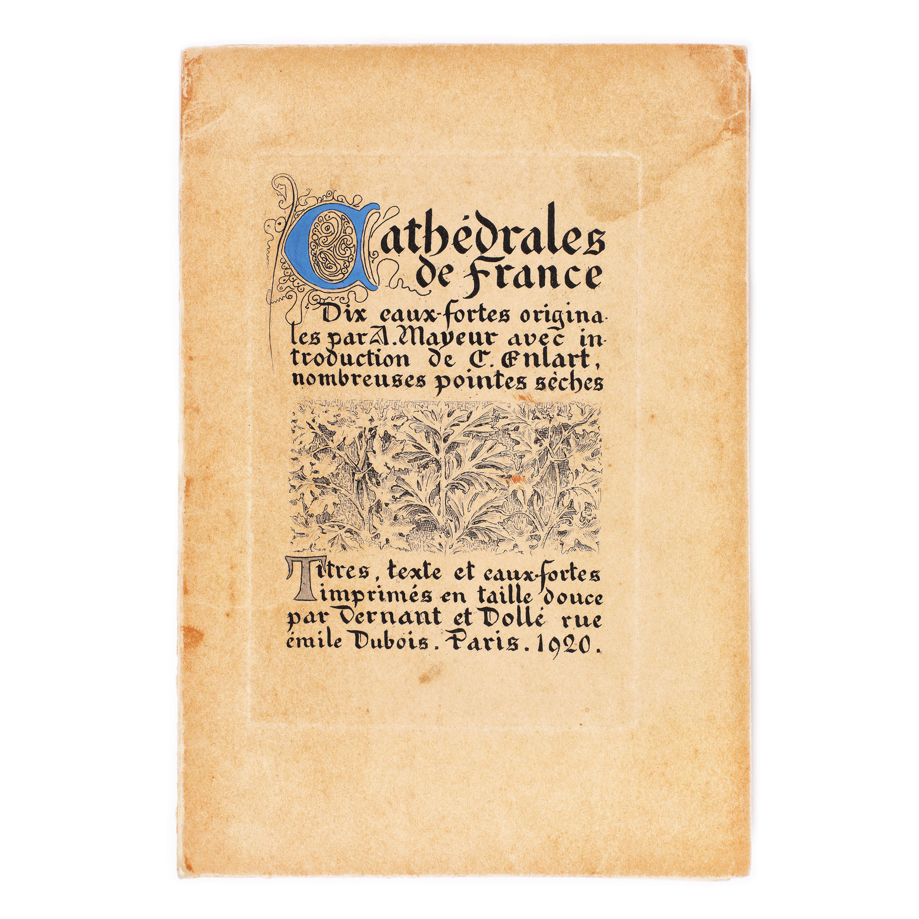 "Catedrale franceze", de A. Mayeur, franceză, Paris, 1920, ediție ilustrată cu zece gravuri în acvaforte, fiecare purtând semnătura olografă a autorului, piesă de colecție