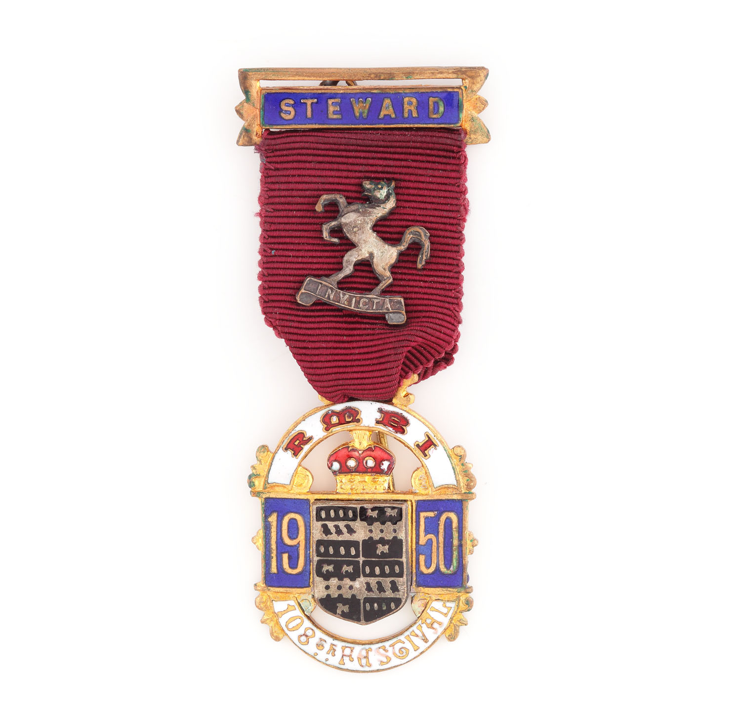 Ordin masonic al "Royal Masonic Benevolent Institution", pentru funcţia de Steward, 1950