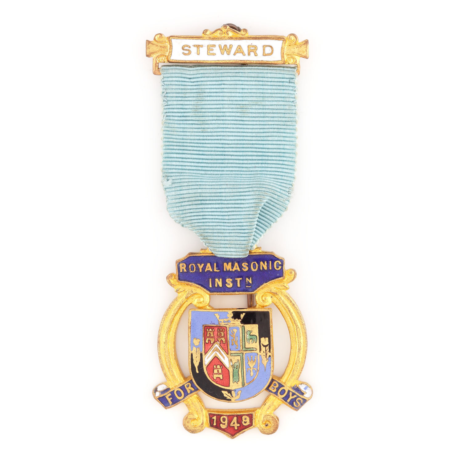 Ordin masonic al "Royal Masonic Institution for Boys", pentru funcţia de Steward, 1949