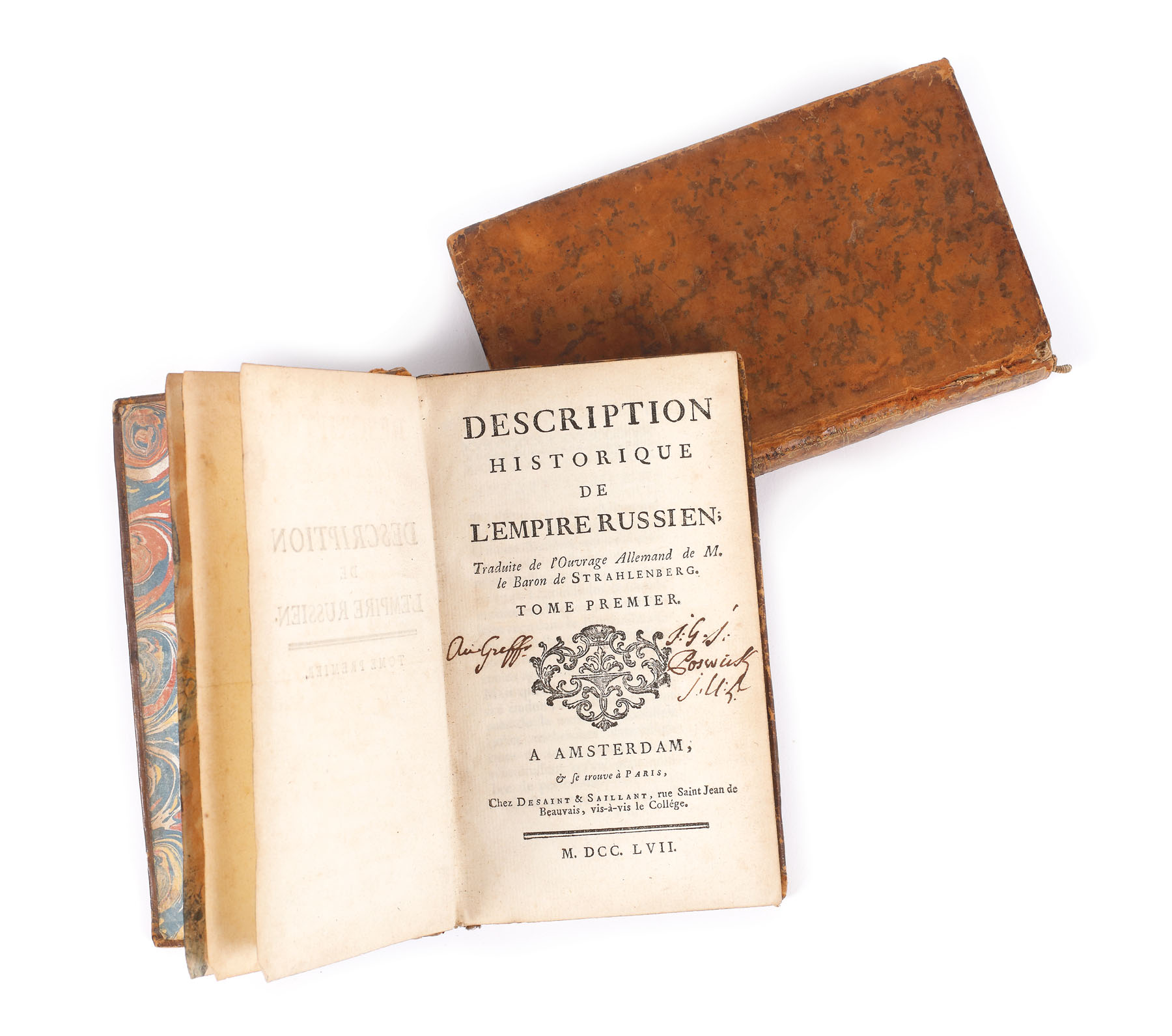 ”Relatări istorice despre Imperiul Rus”, de Philipp Johann von Strahlenberg, franceză, Paris, 1757, două volume