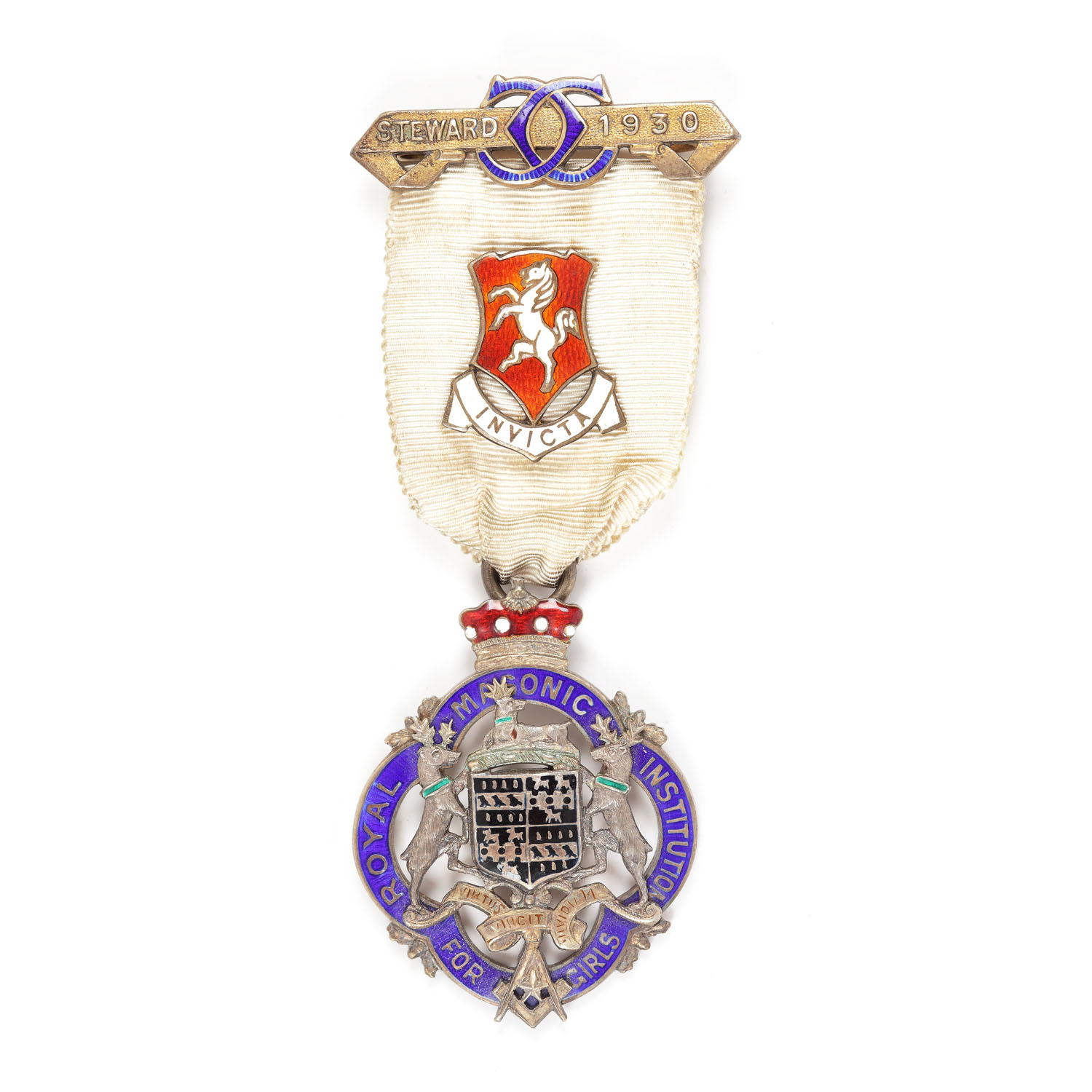 Ordin masonic din argint al ”Royal Masonic Institution For Girls”, pentru funcția de Steward, 1930