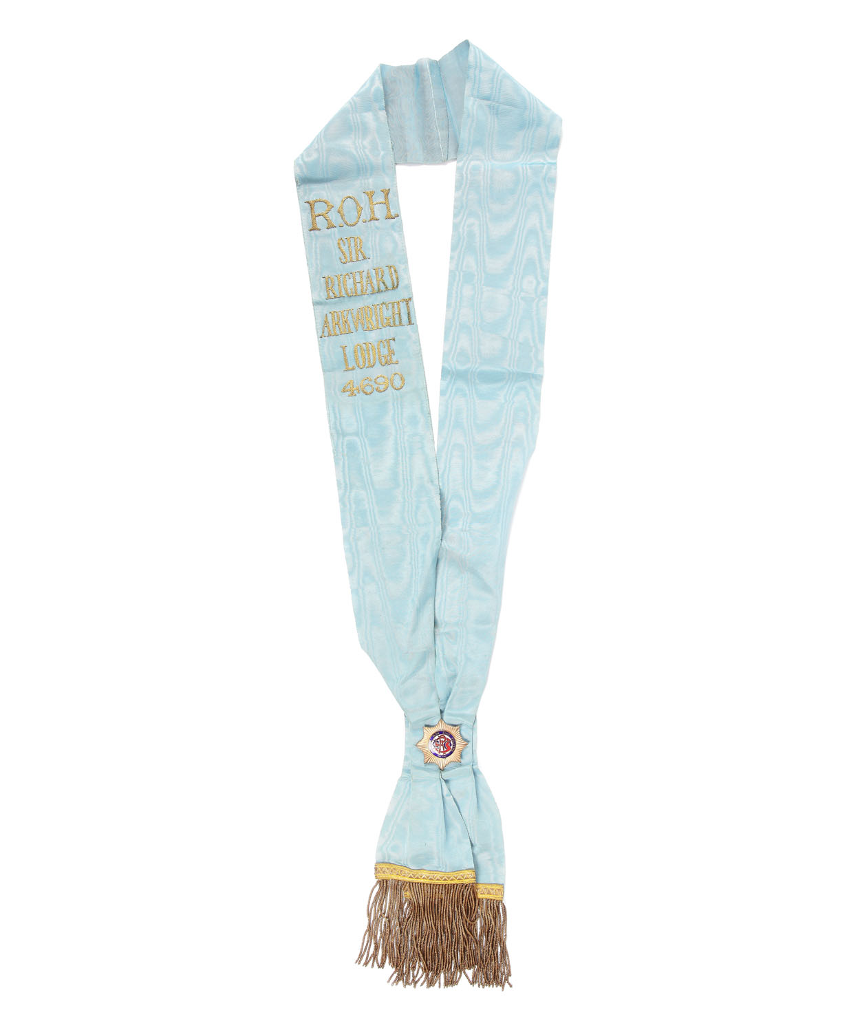 RAOB Masonic ceremonial sash of Sir Richard Arkwright Lodge no. 4690