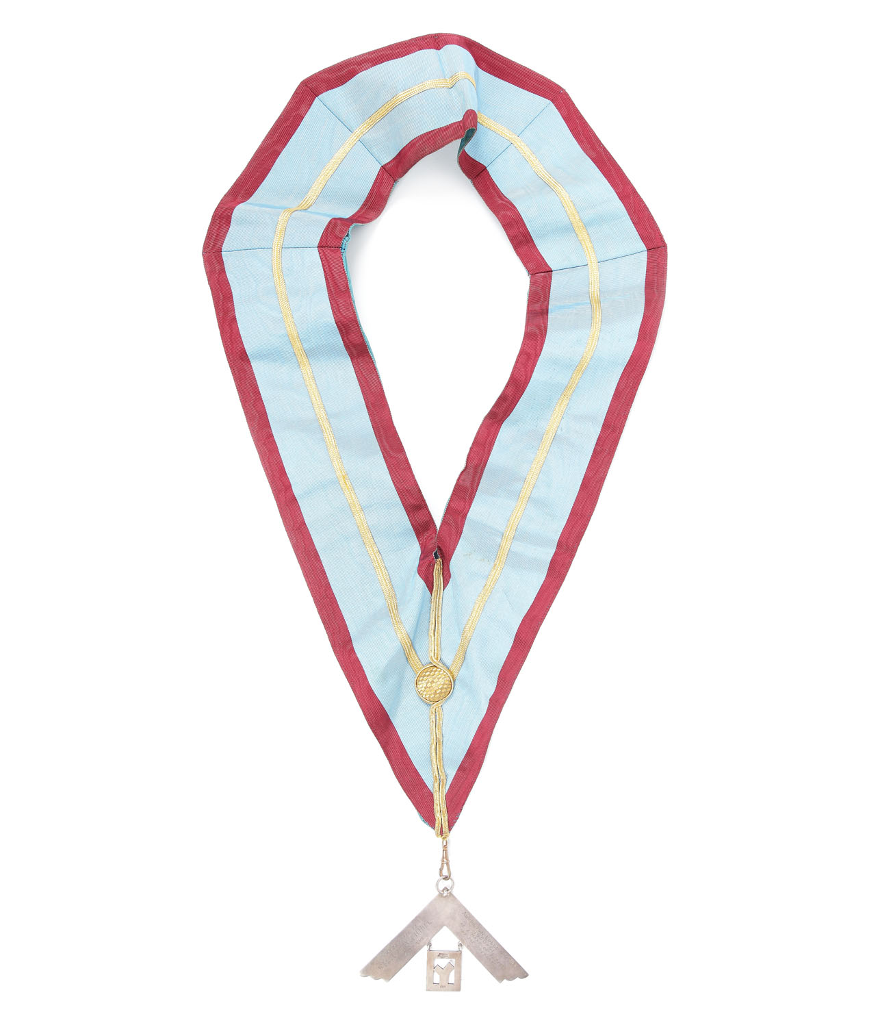 Colan masonic al ritului Scoţian Antic şi Acceptat pentru funcţia de Maestru Venerabil din Trecut prezentat lui Laerence H. Hill de către loja "Addington" nr. 2683, 1951
