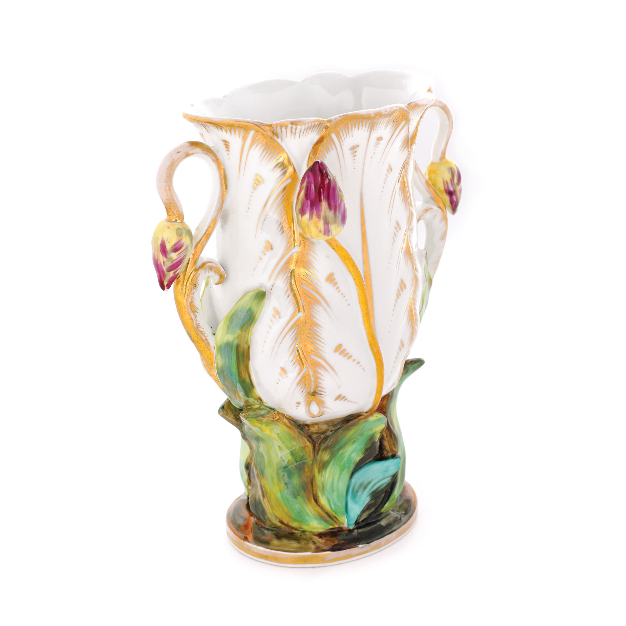 ”Tulipe” - vas din porțelan Mintons, pictat manual cu email și aur, cca. 1830
