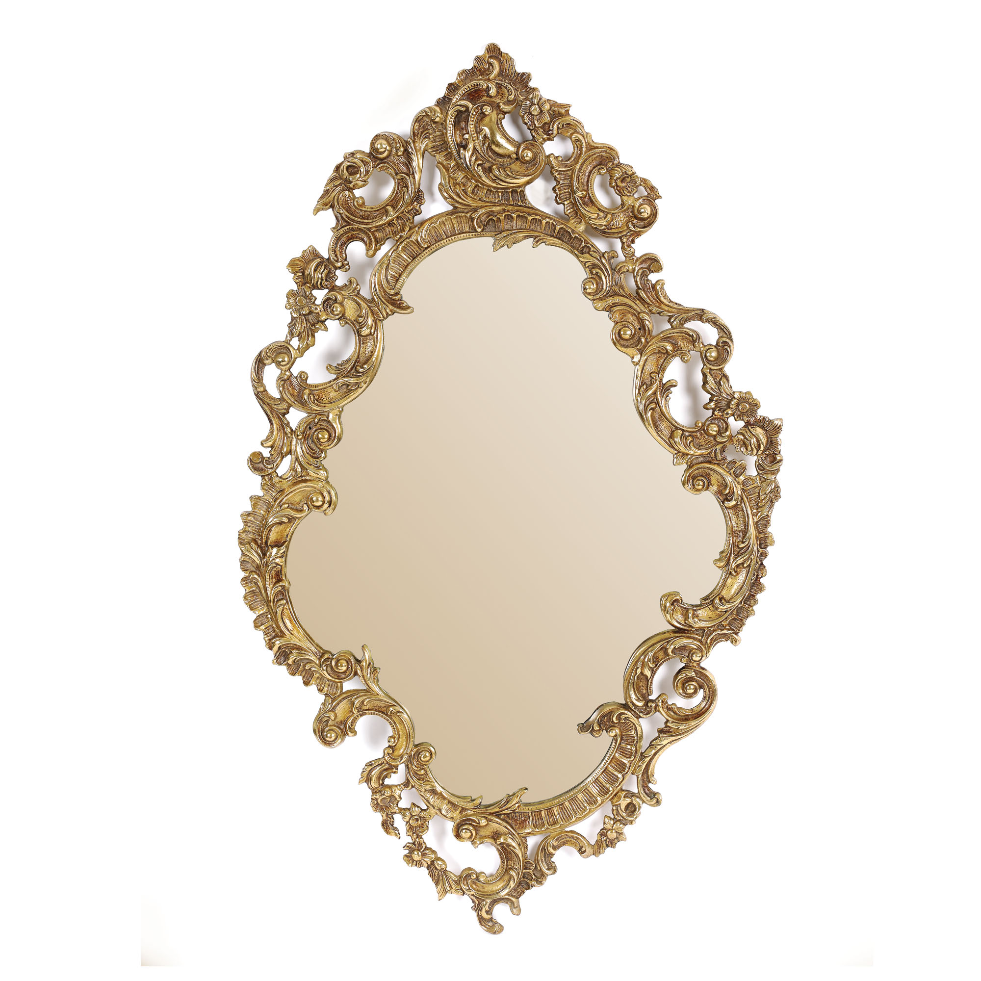 Oglindă Neo-Rococo, de perete, din bronz doré și cristal, cca. 1900