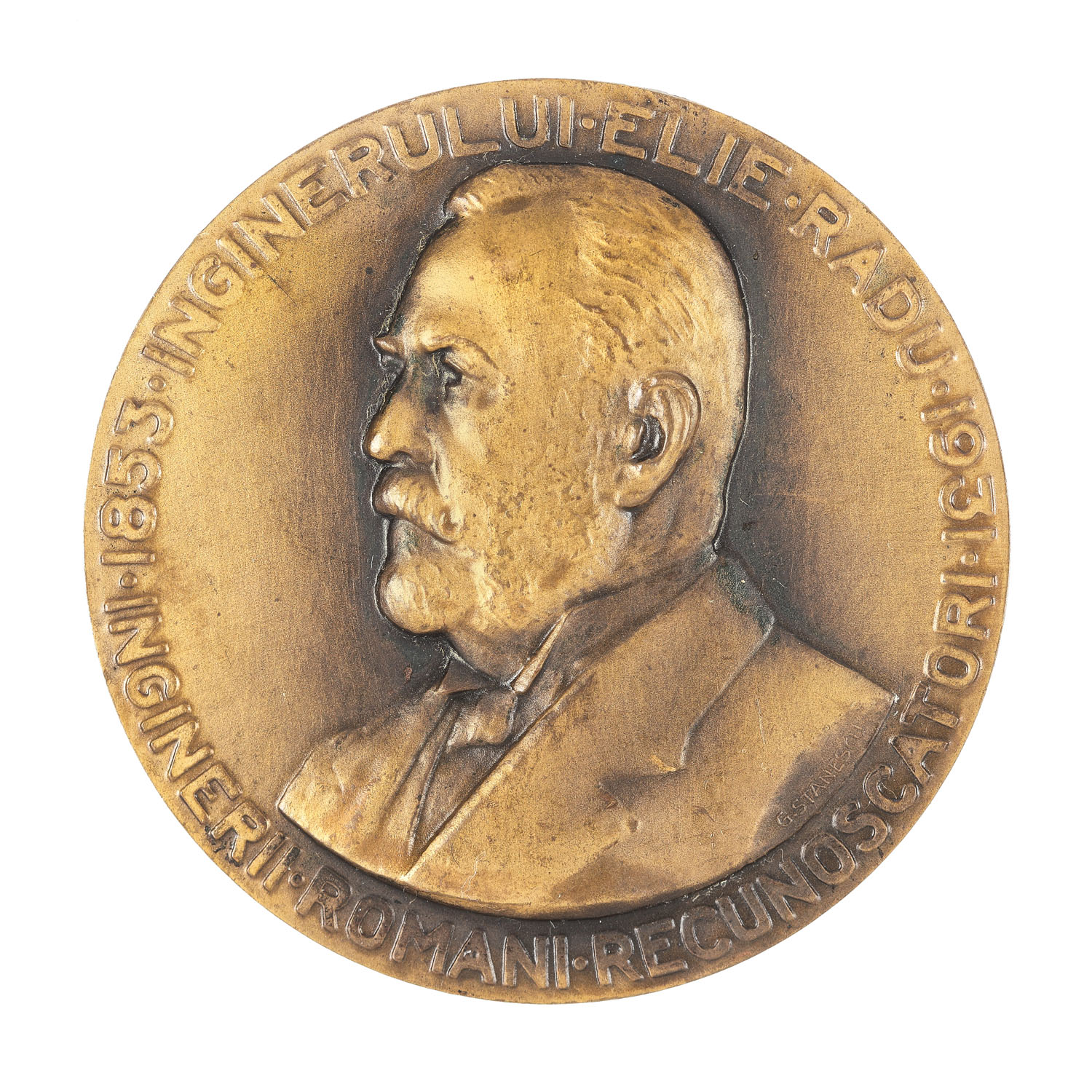 Medal "Engineer Elie Radu - gratitude of Romanian engineers", engraved by G. Stănescu, 1931
