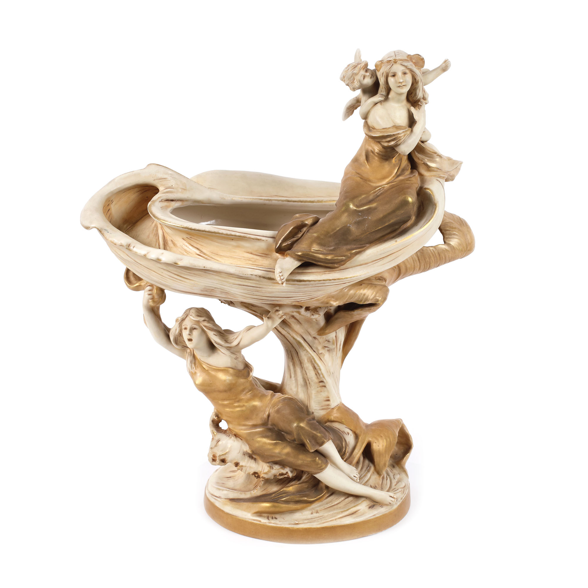 ”Alegoria primăverii” - surtout-de-table din porțelan Royal Dux, Art Nouveau, cca. 1900