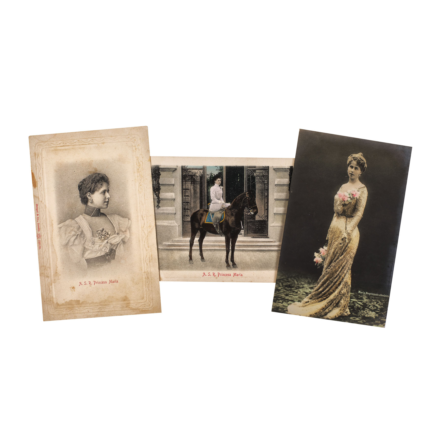 Lot format din trei cărți poștale ilustrând-o pe Principesa Maria, cca. 1900