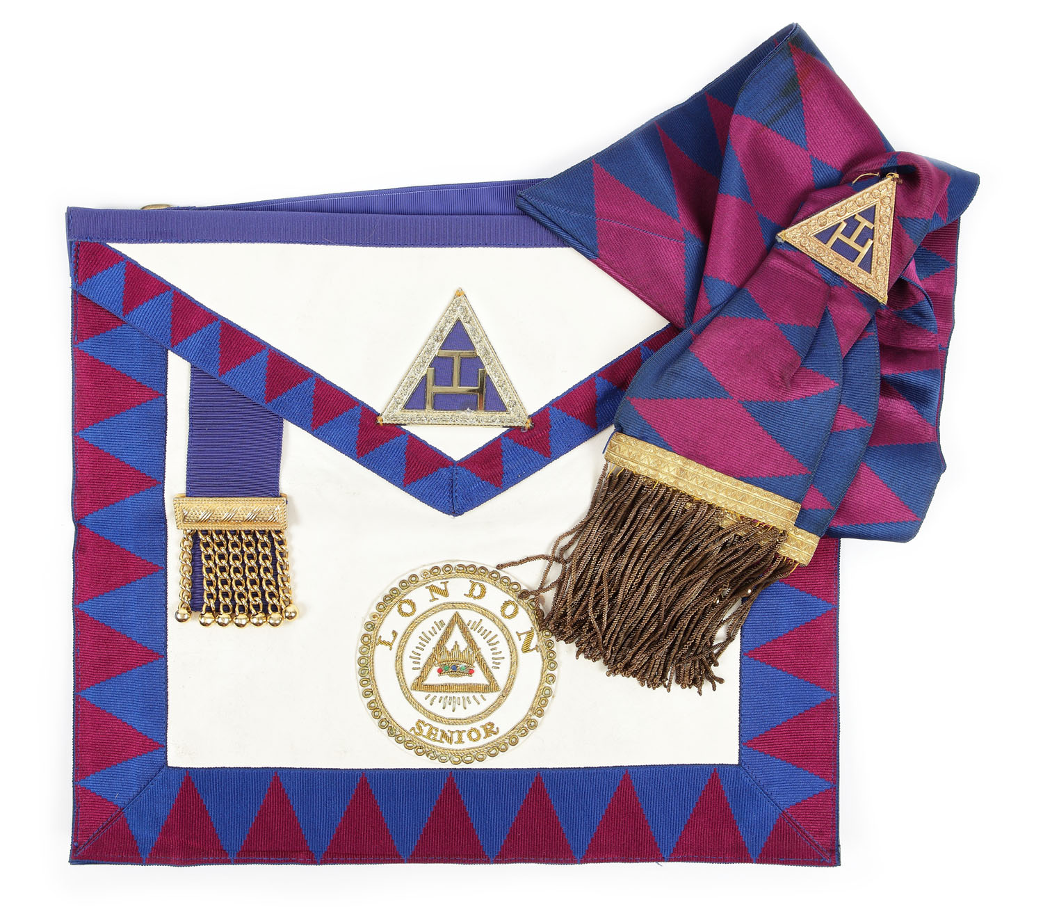 Lot format din şorţ masonic de maestru şi lentă a ritului de York