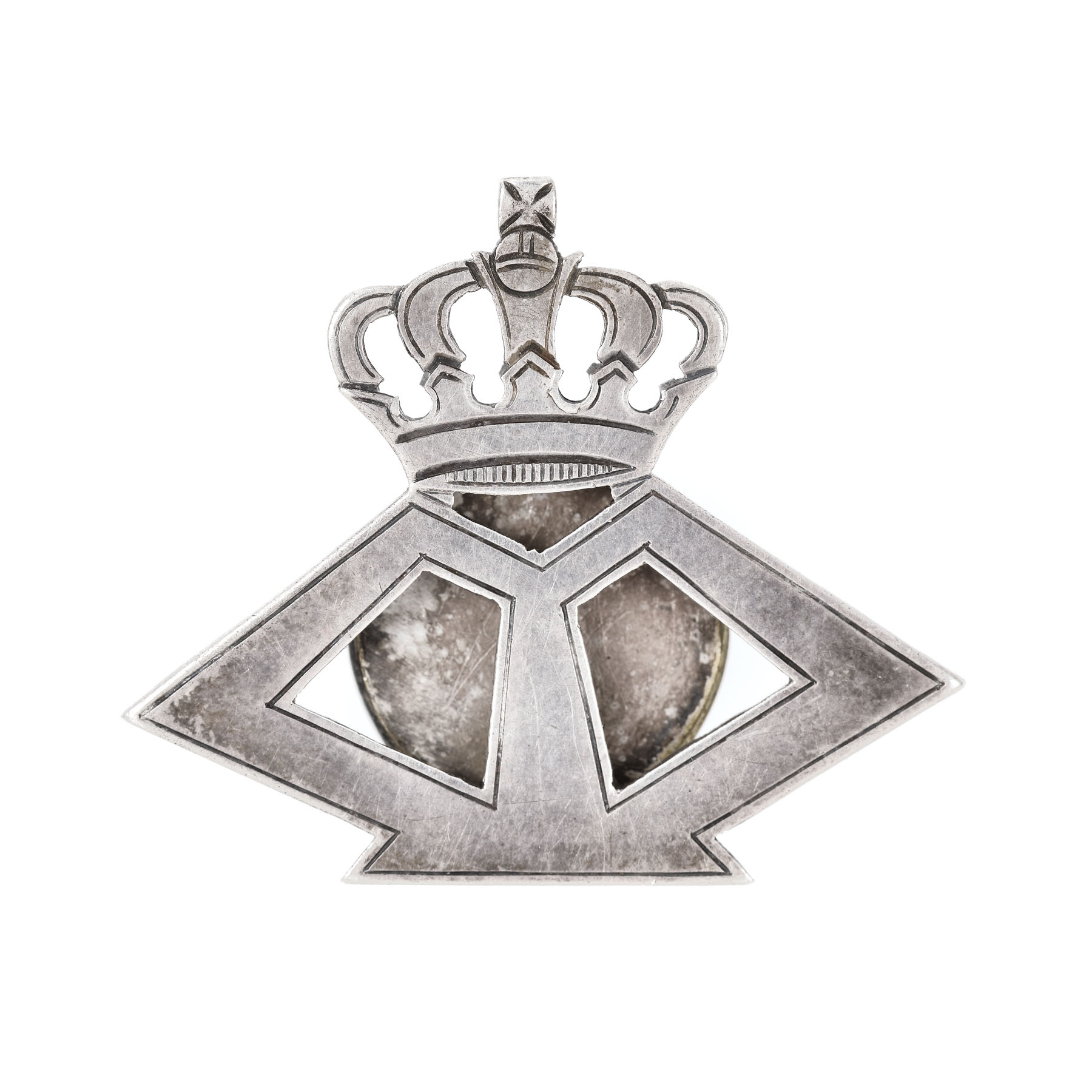 Insignă ”Societatea Regina Maria” (varianta cu șurub), cca. 1920, piesă rară