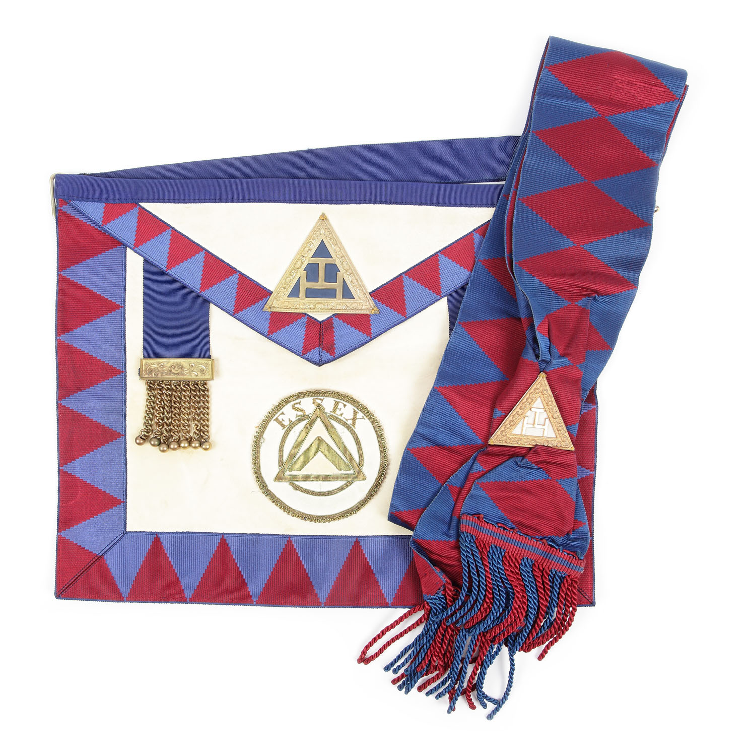 Lot format din şorț masonic de maestru şi lentă ale ritului de York, Essex